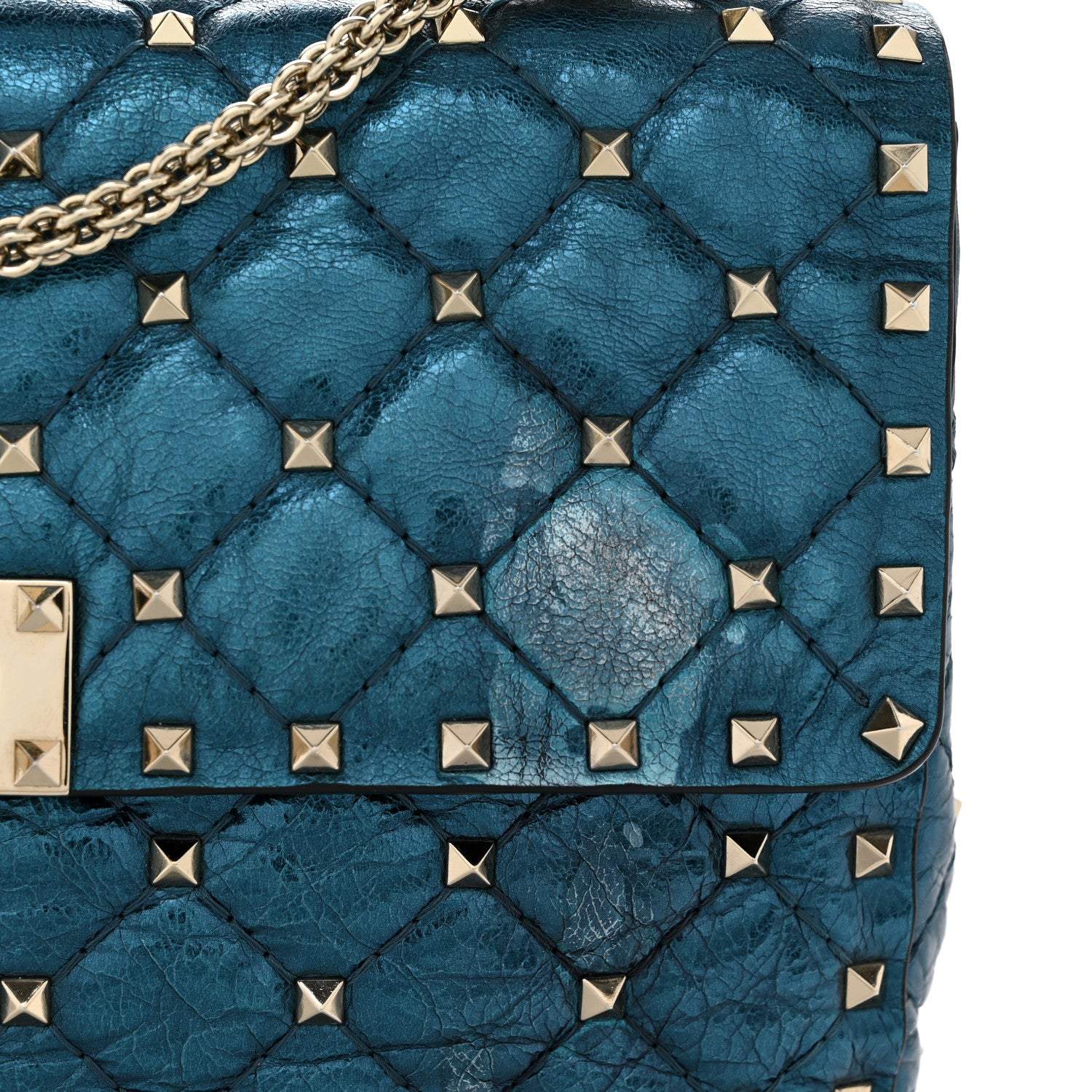 Valentino Garavani Metallic Nappa Medium Rockstud Spike Shoulder Bag Cerulean 10 of 11