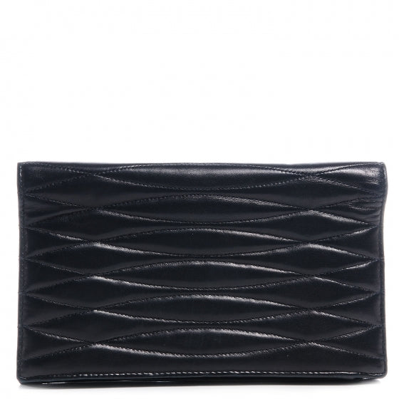 Quilted Lambskin Wallet Clutch Black