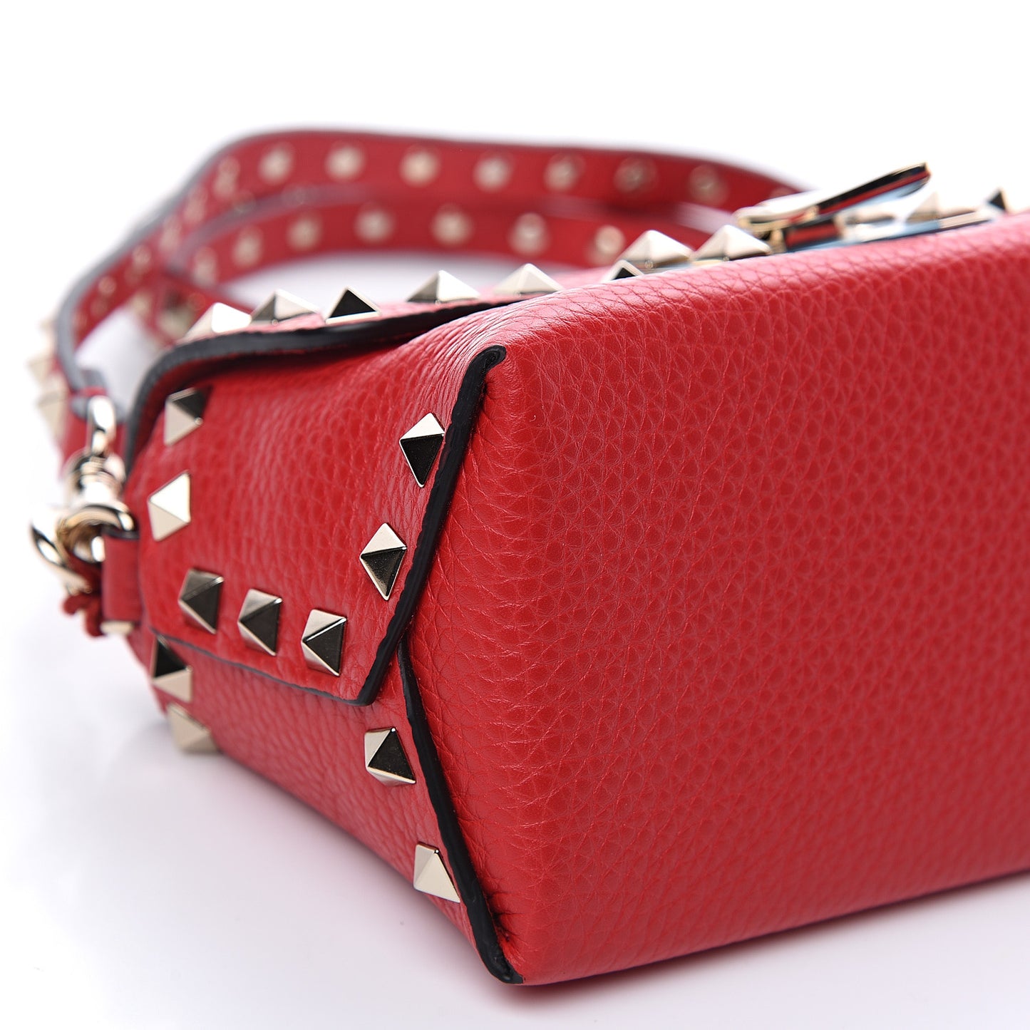 Pebbled Calfskin Mini Rockstud Crossbody Bag Rouge Pur