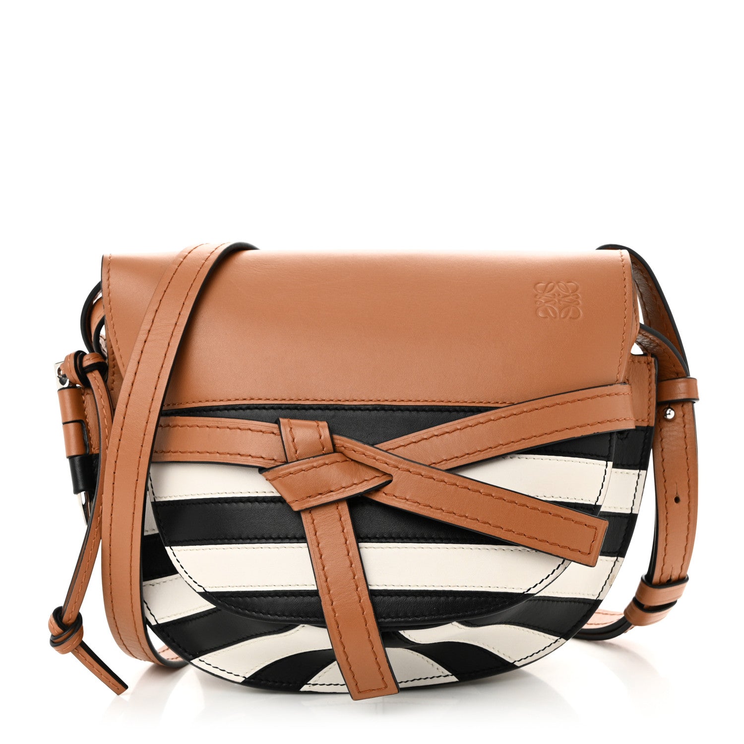 Loewe Calfskin Marine Stripe Small Gate Crossbody Bag Tan 1 of 9