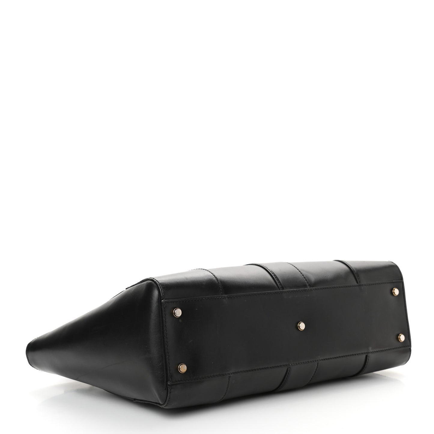Calfskin Medium Lady Buckle Top Handle Bag Black