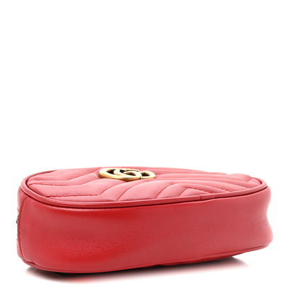 Gucci Calfskin Matelasse GG Marmont Belt Bag 85 34 Hibiscus Red 4 of 11