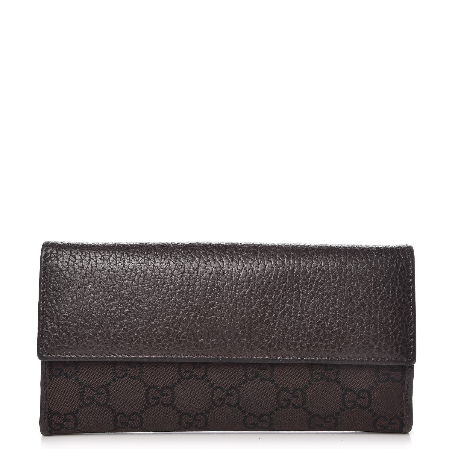 Gucci Canvas Monogram Calfskin Continental Wallet Brown 1 of 13