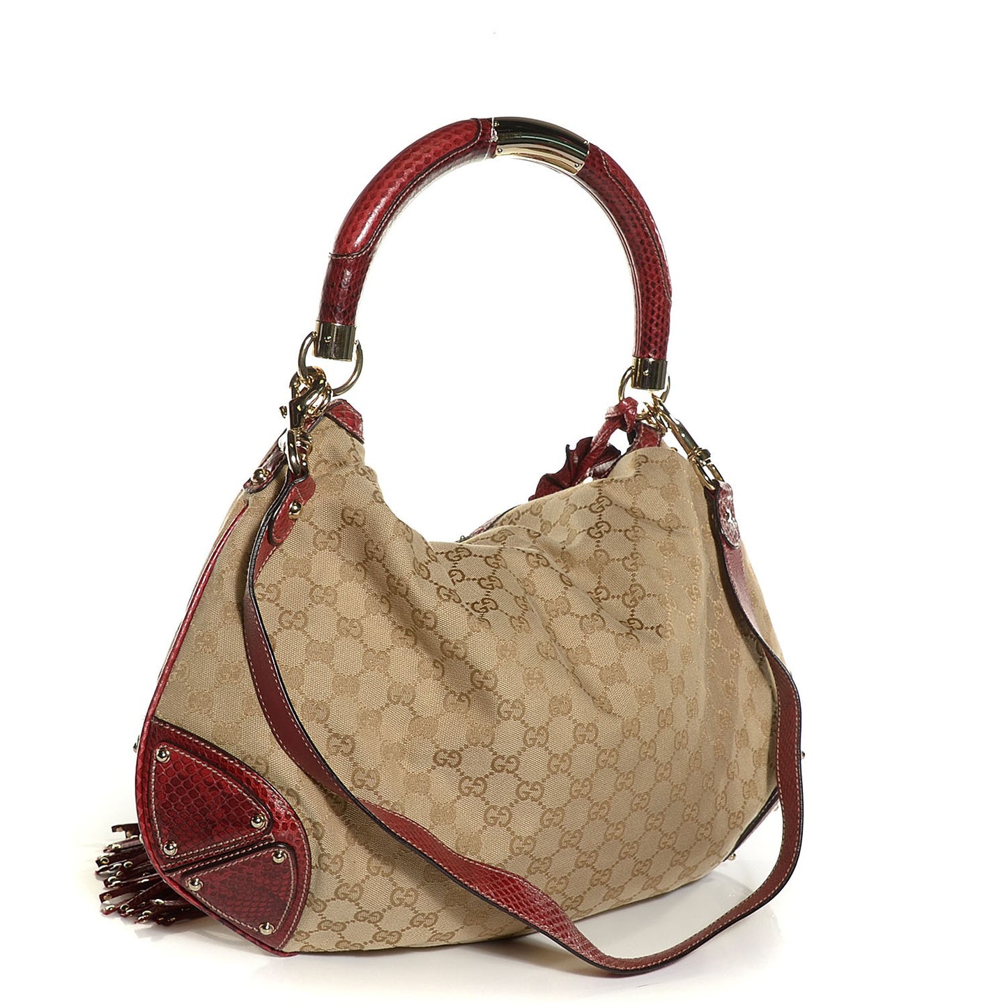 Monogram Python Large Unicef Indy Top Handle Hobo Red