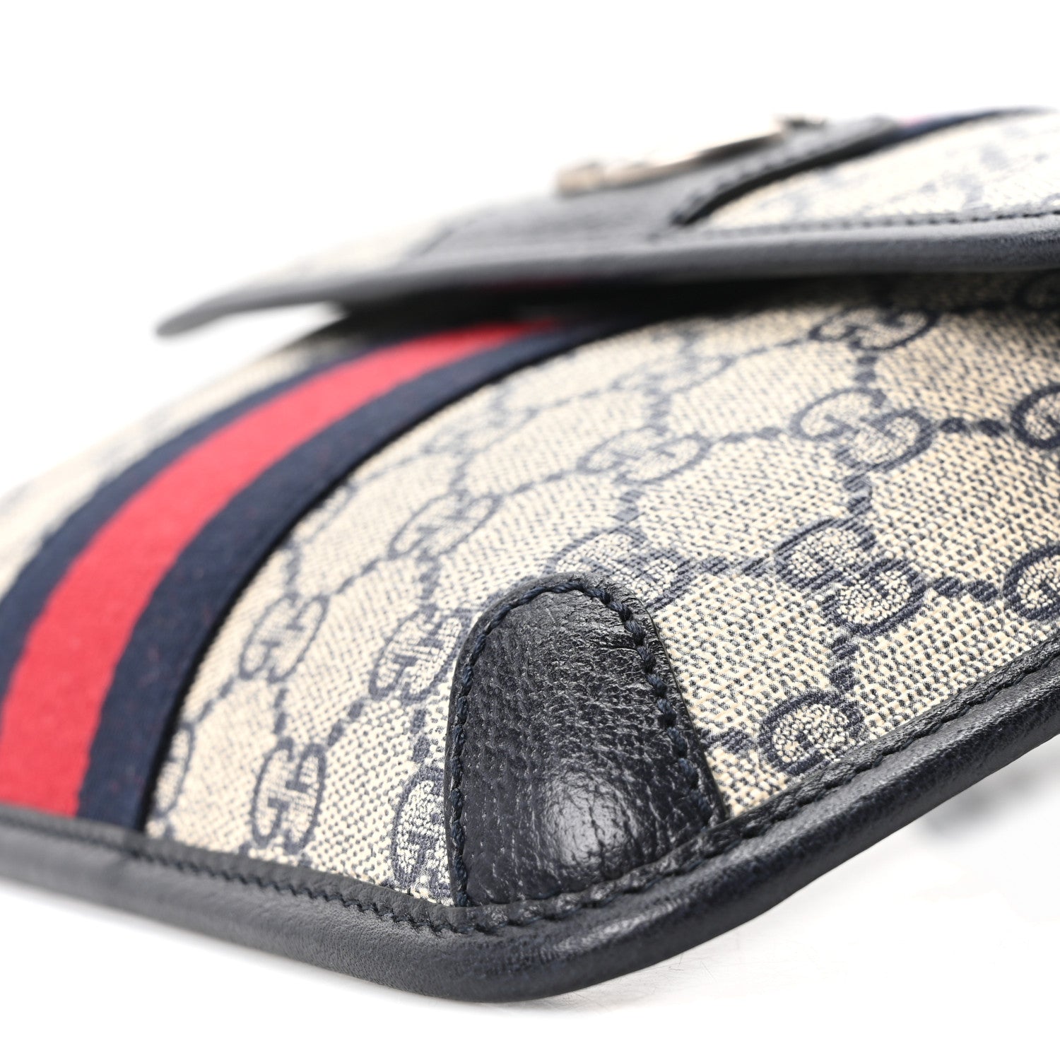 Gucci GG Supreme Monogram Web Small Ophidia Belt Bag 90 36 Beige Navy 10 of 10