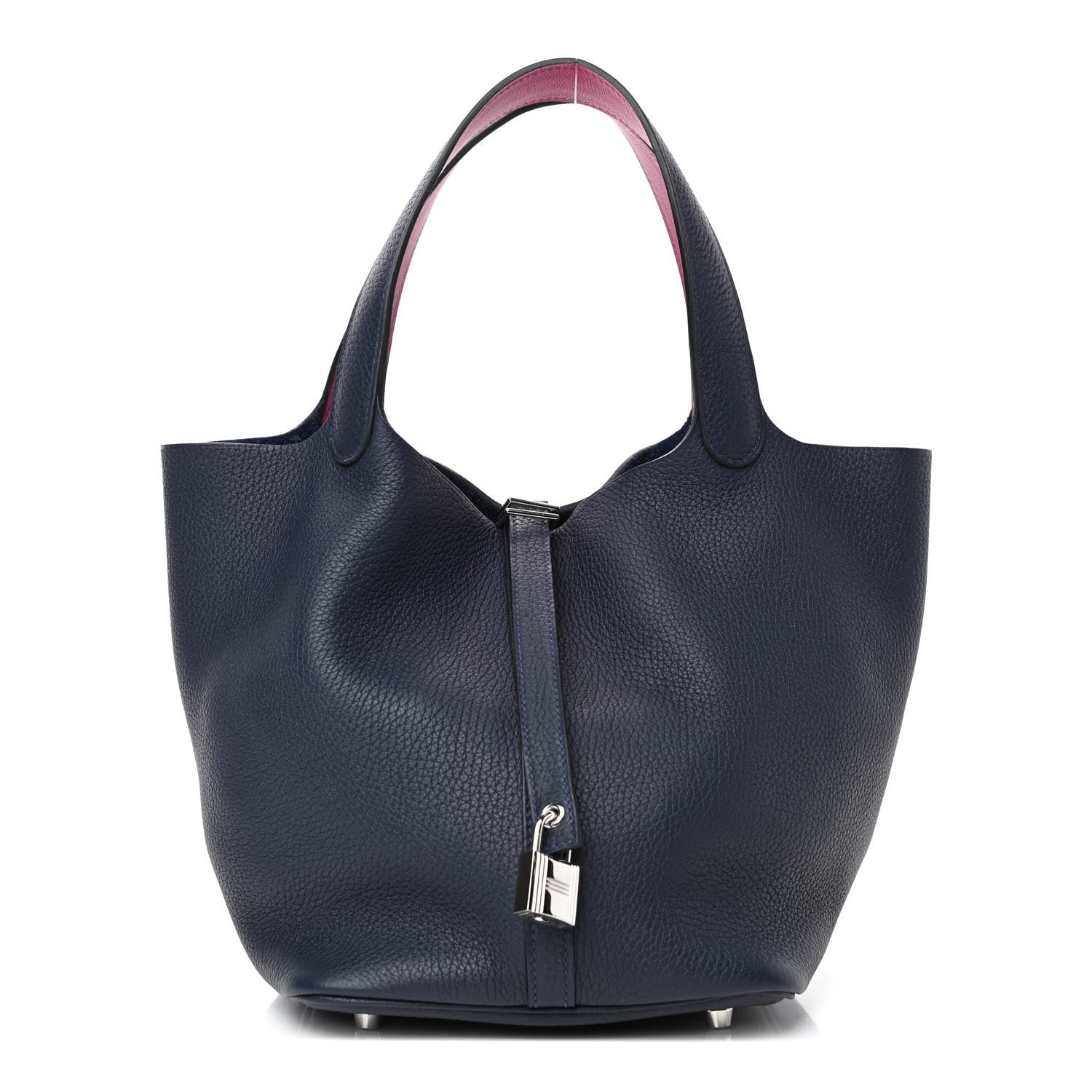 Hermes Taurillon Clemence Swift Eclat Picotin Lock 22 MM Bleu Nuit Rose Pourpre 1 of 4