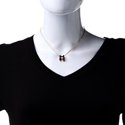 Hermes Lacquered Rose Gold Pop H Pendant Necklace Black 2 of 7