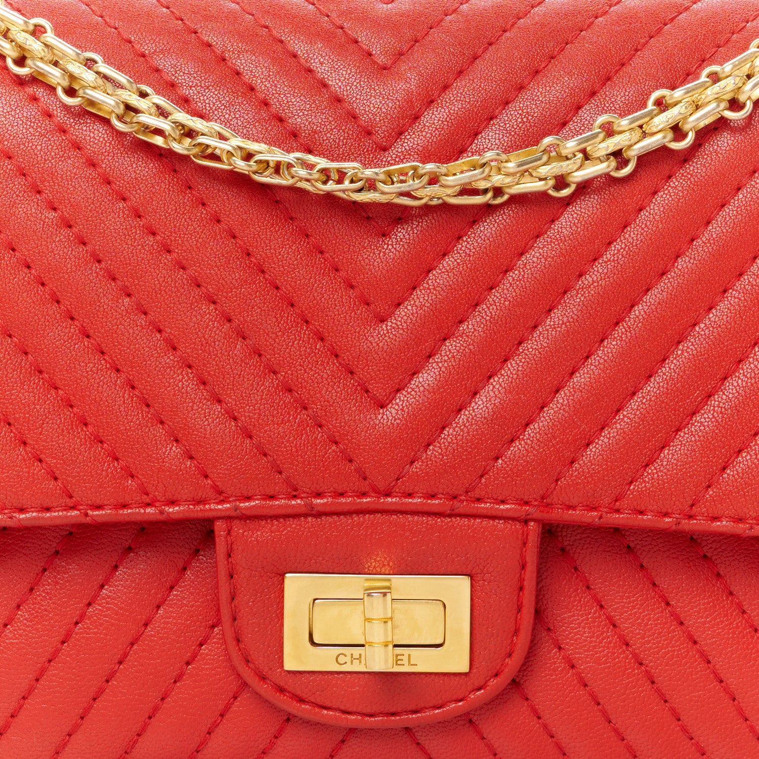 Chanel Sheepskin Chevron Quilted 2.55 Reissue 225 Flap Red 8 of 10