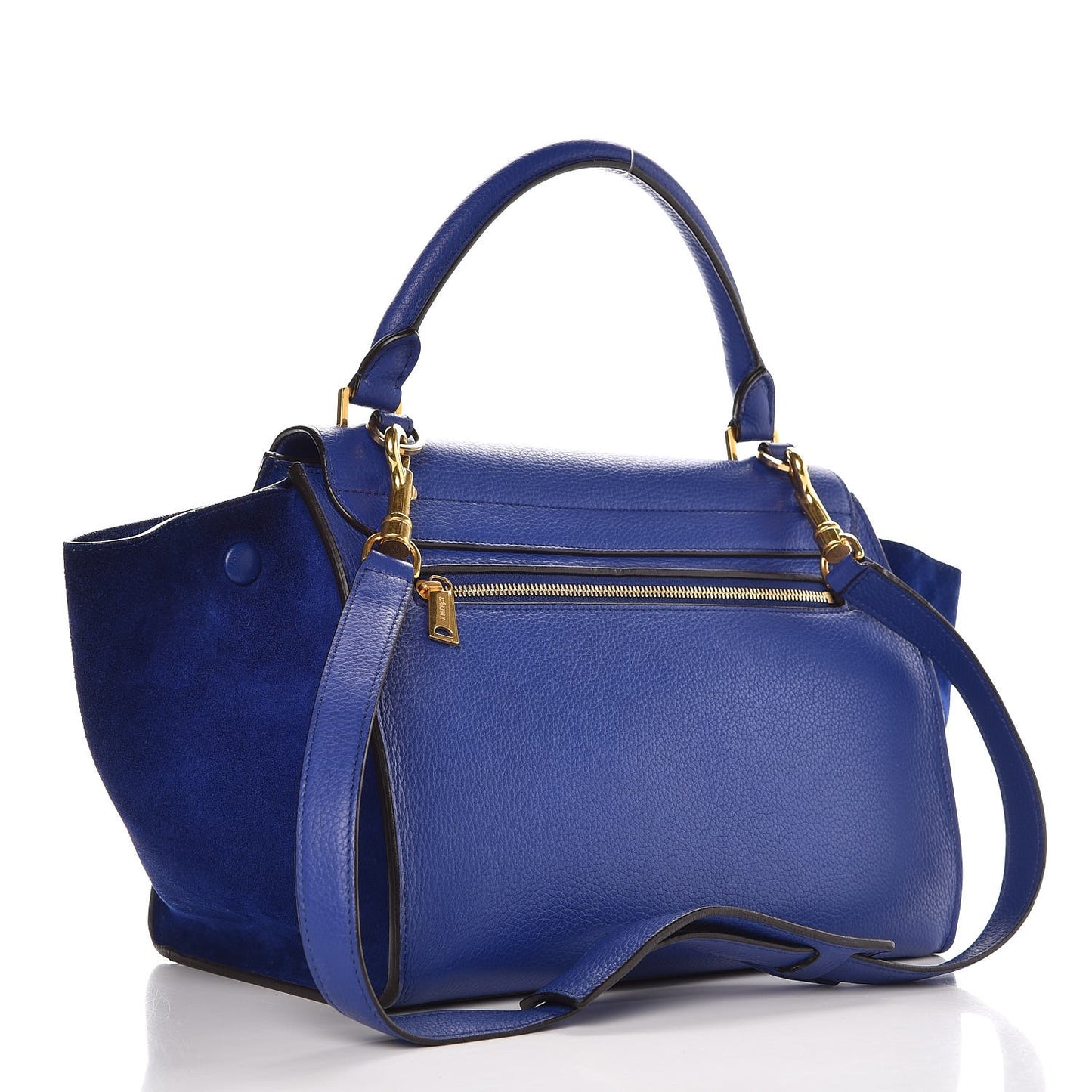 Drummed Calfskin Suede Small Trapeze Indigo