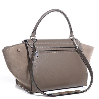 Celine Drummed Calfskin Suede Medium Trapeze Souris 3 of 10