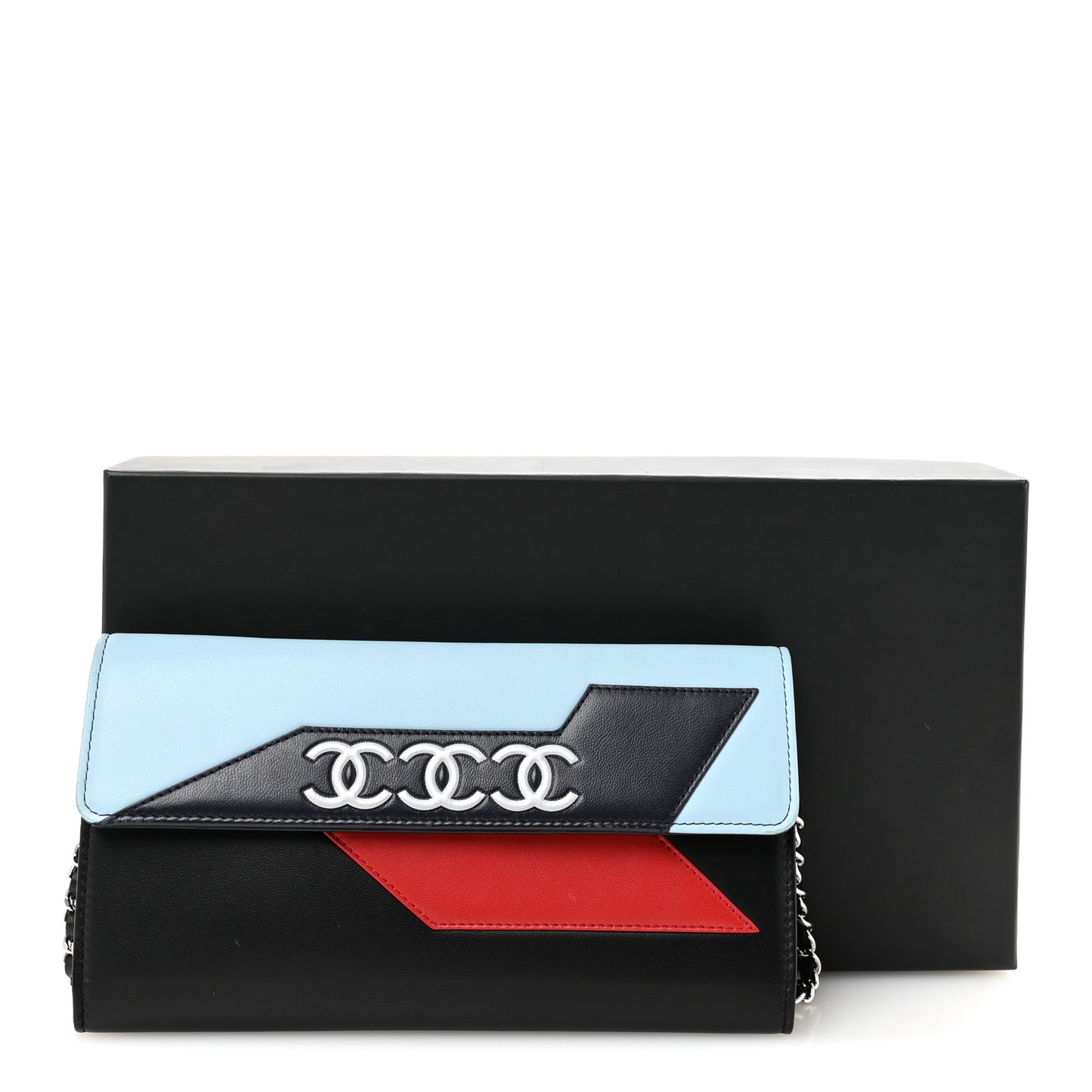 Lambskin Airlines Wallet On Chain WOC Blue Black Red