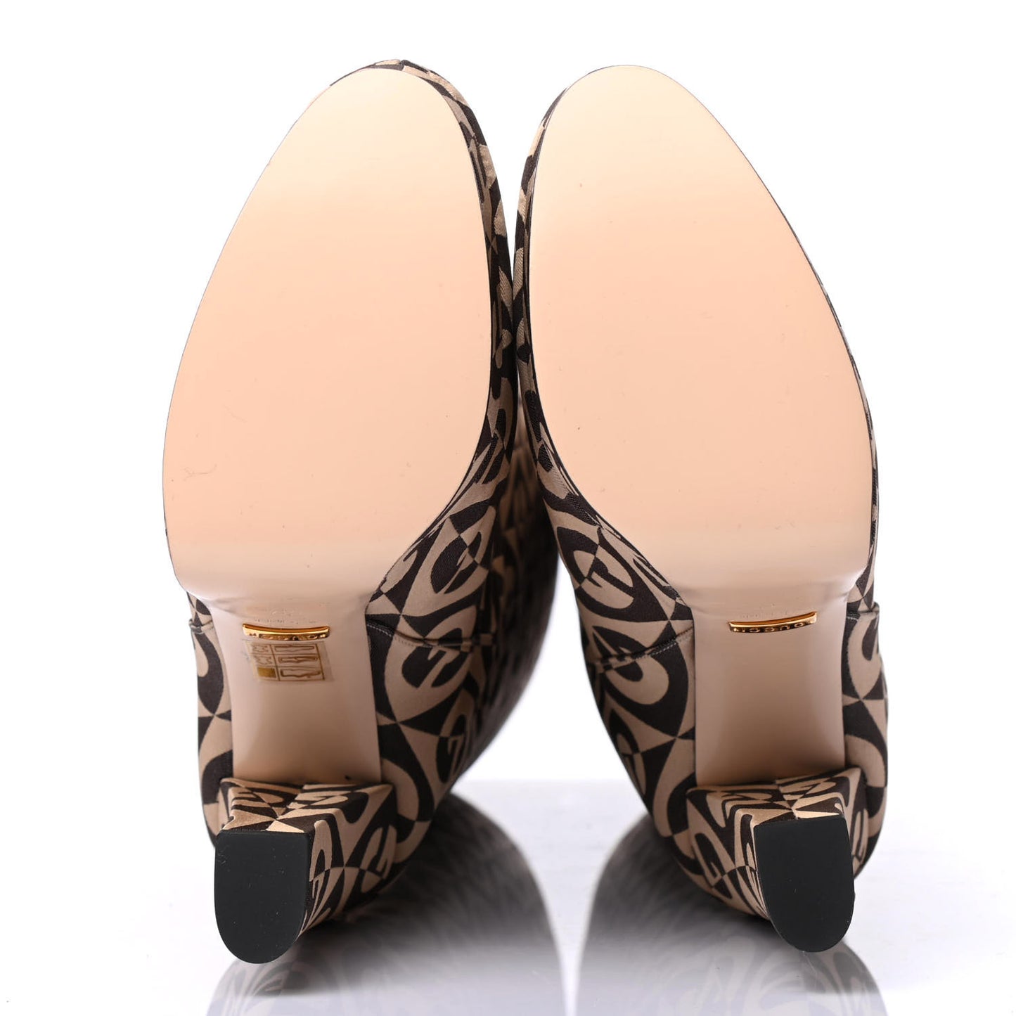 Fabric G Rhombus Print Platform Boots 37 Beige Cocoa