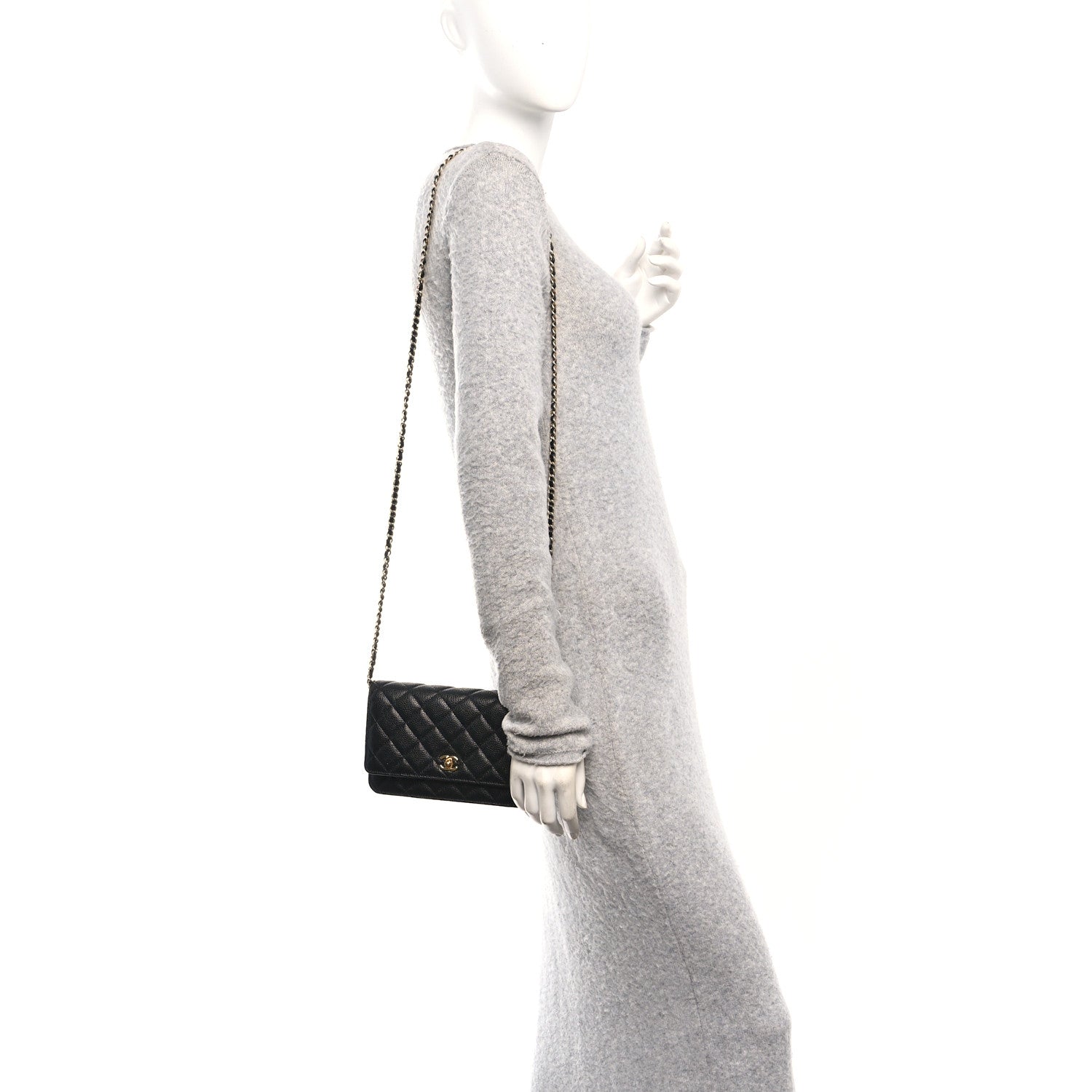 Chanel Caviar Quilted CC Turnlock Wallet On Chain WOC Black 3 of 12