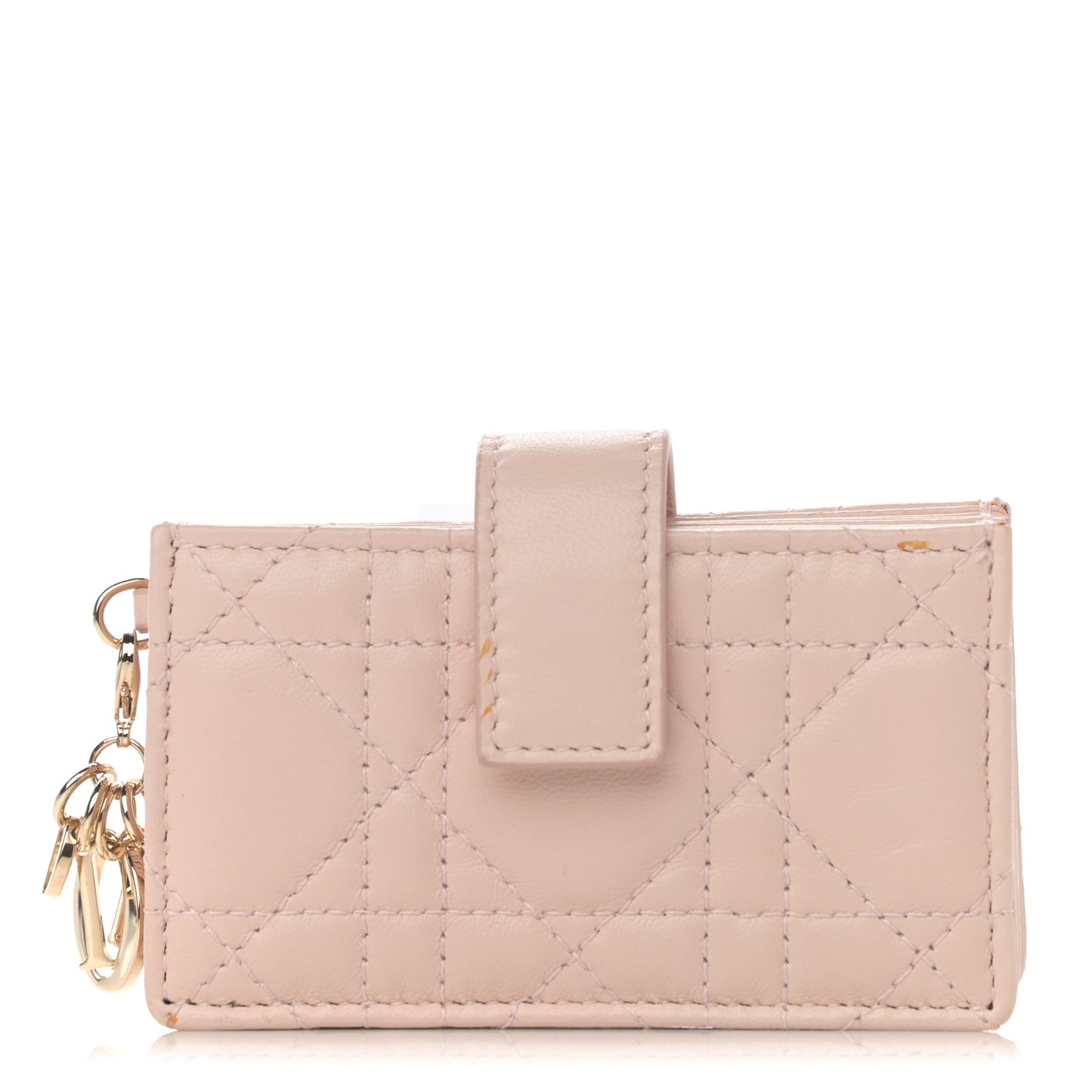 Lambskin Cannage Lady Dior 5-Gusset Card Holder Light Pink