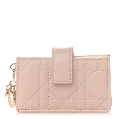 Christian Dior Lambskin Cannage Lady Dior 5-Gusset Card Holder Light Pink 1 of 11
