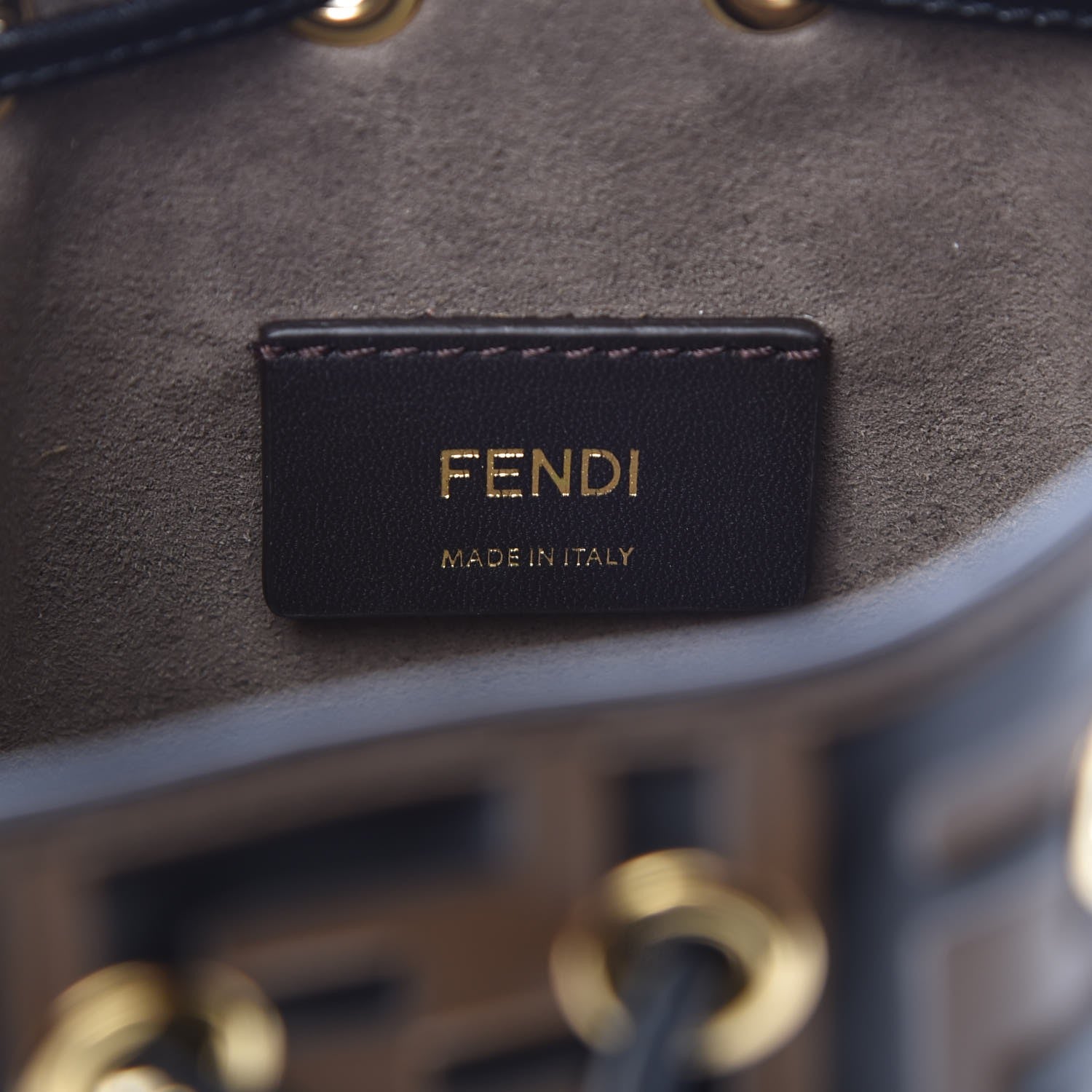 Fendi Vitello Liberty F is Fendi Bi-Color FF 1974 Embossed Mini Mon Tresor Bucket Bag Maya Black 6 of 7