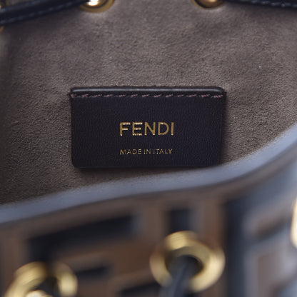 Fendi Vitello Liberty F is Fendi Bi-Color FF 1974 Embossed Mini Mon Tresor Bucket Bag Maya Black 6 of 7