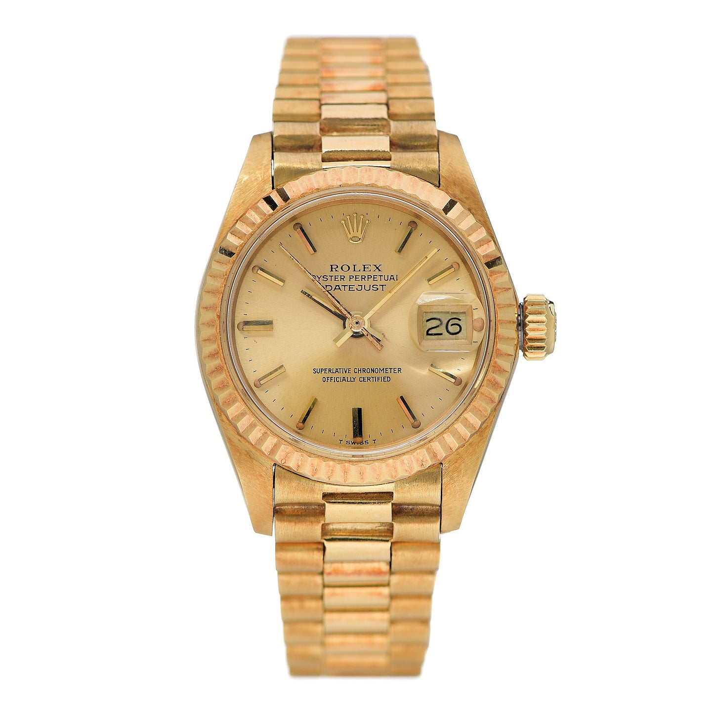 18K Yellow Gold 26mm Datejust President Watch Champagne 6917