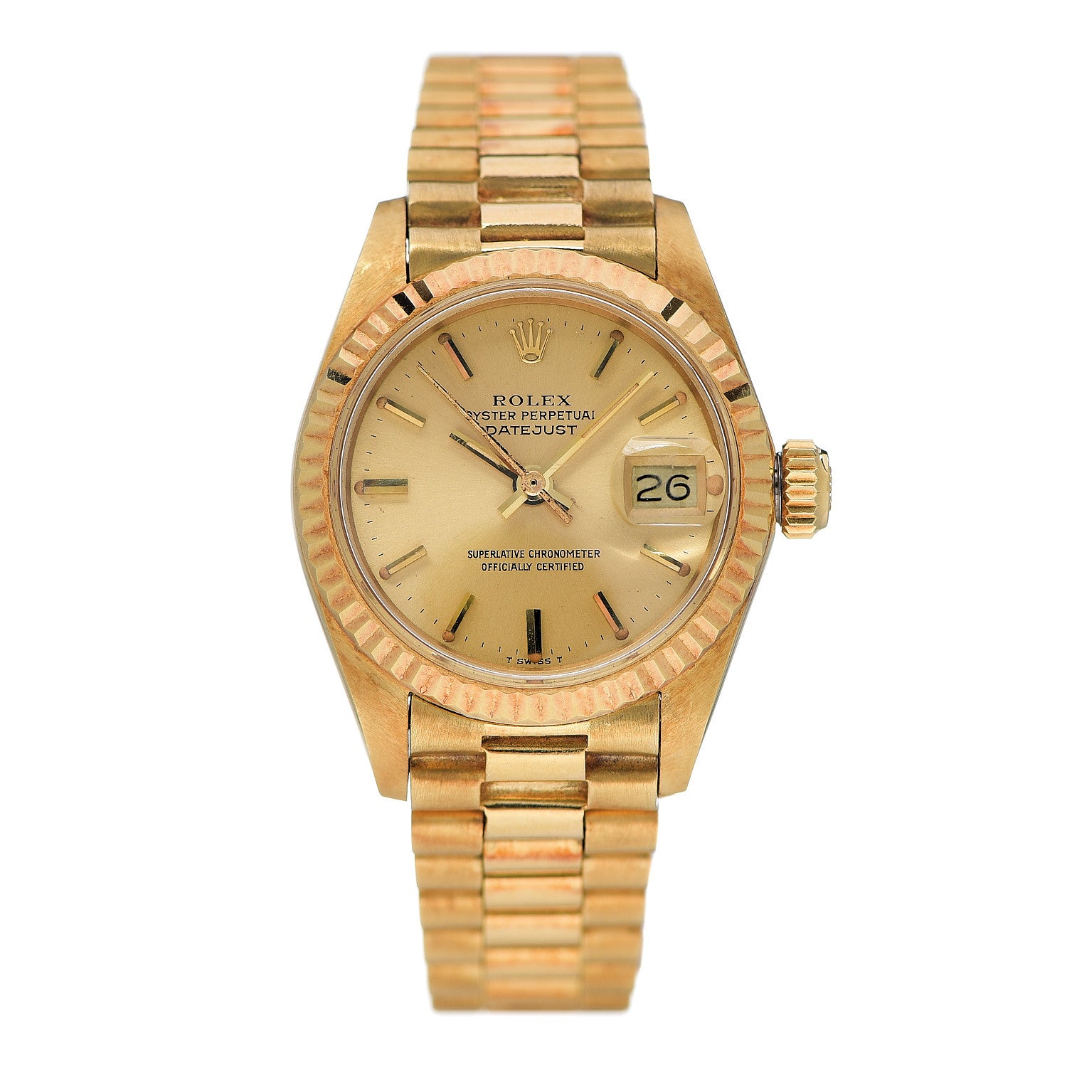 Rolex 18K Yellow Gold 26mm Datejust President Watch Champagne 6917 1 of 4