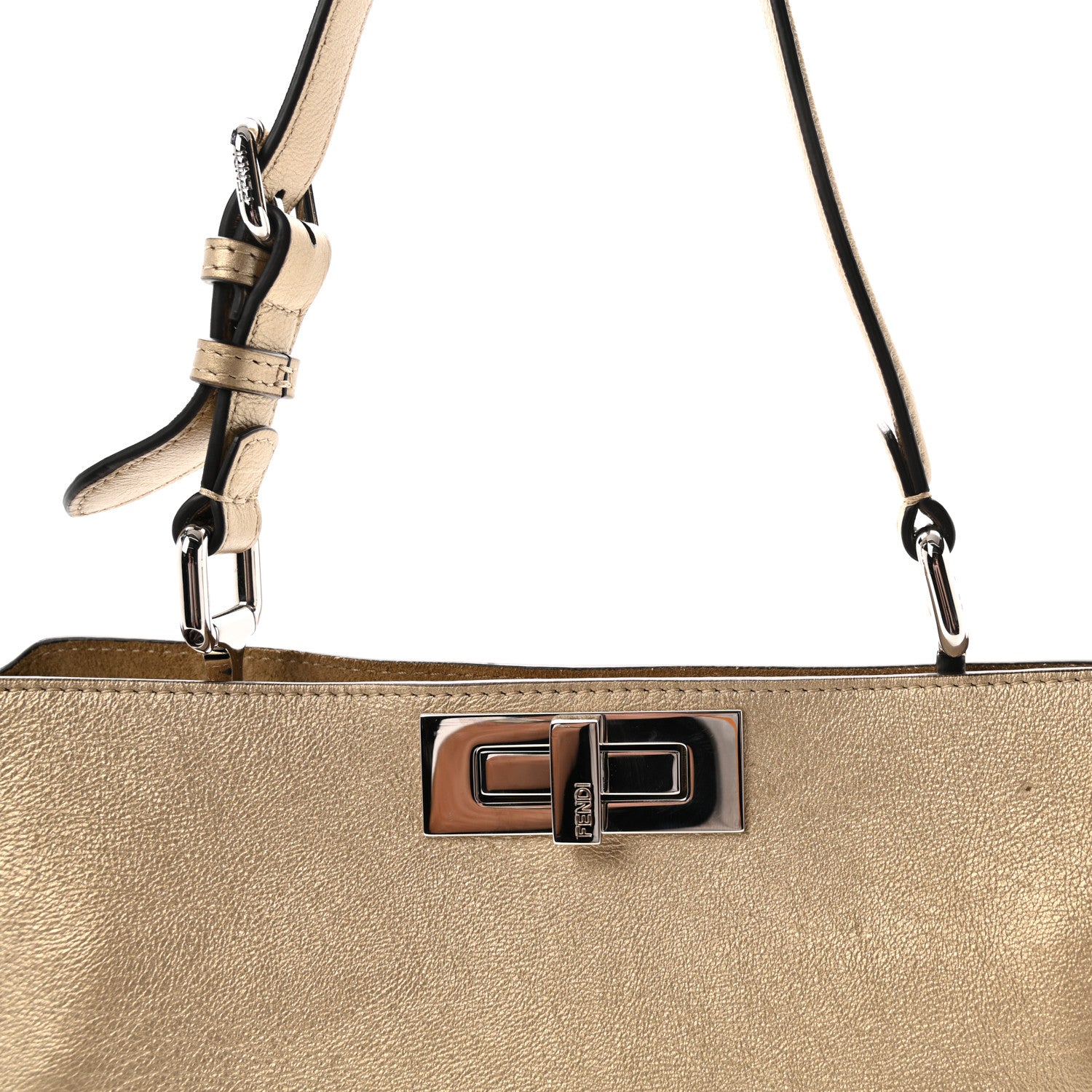 Fendi Metallic Vitello Medium Soft Peekaboo  Gold 7 of 9
