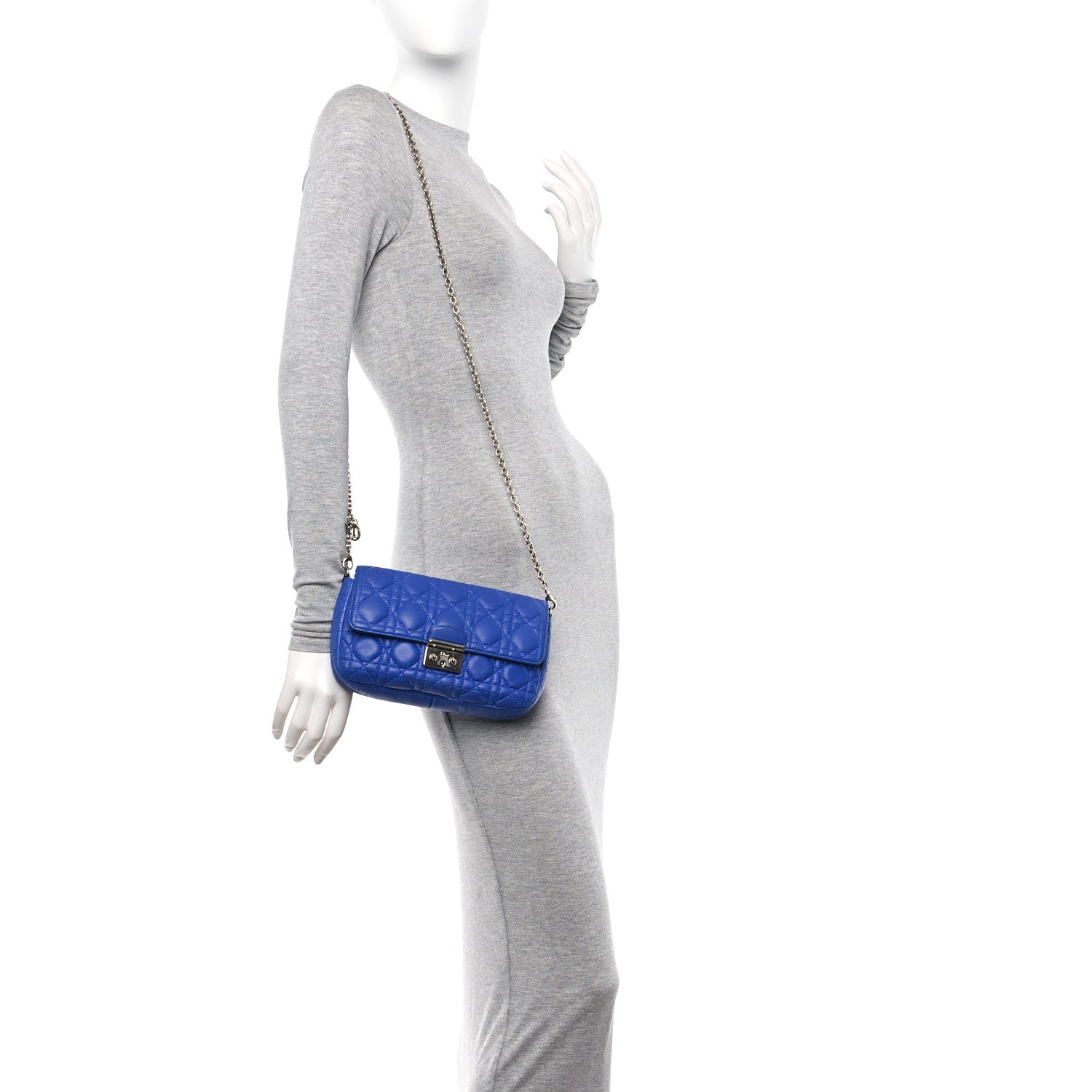 Christian Dior Lambskin Cannage Miss Dior Promenade Pouch Blue 2 of 11