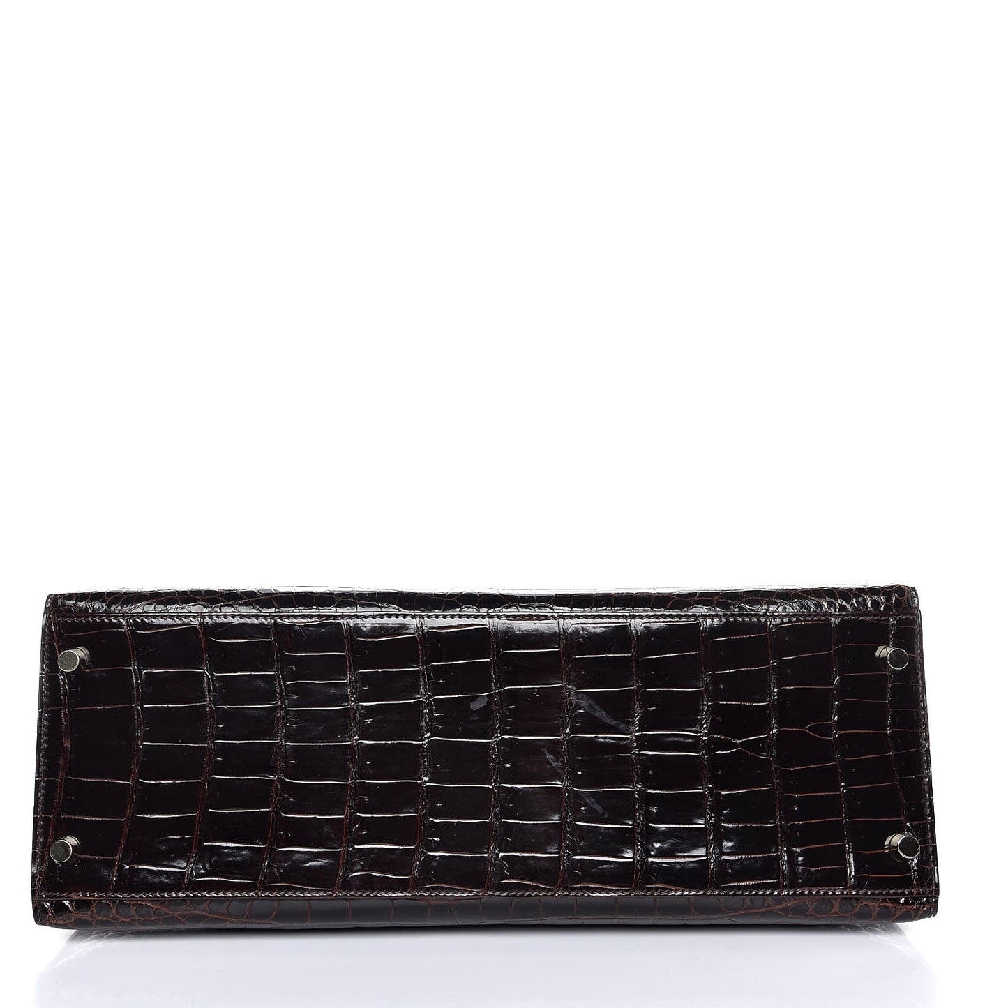 Shiny Porosus Crocodile Kelly Sellier 35 Havane