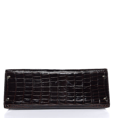 Hermes Shiny Porosus Crocodile Kelly Sellier 35 Havane 8 of 37