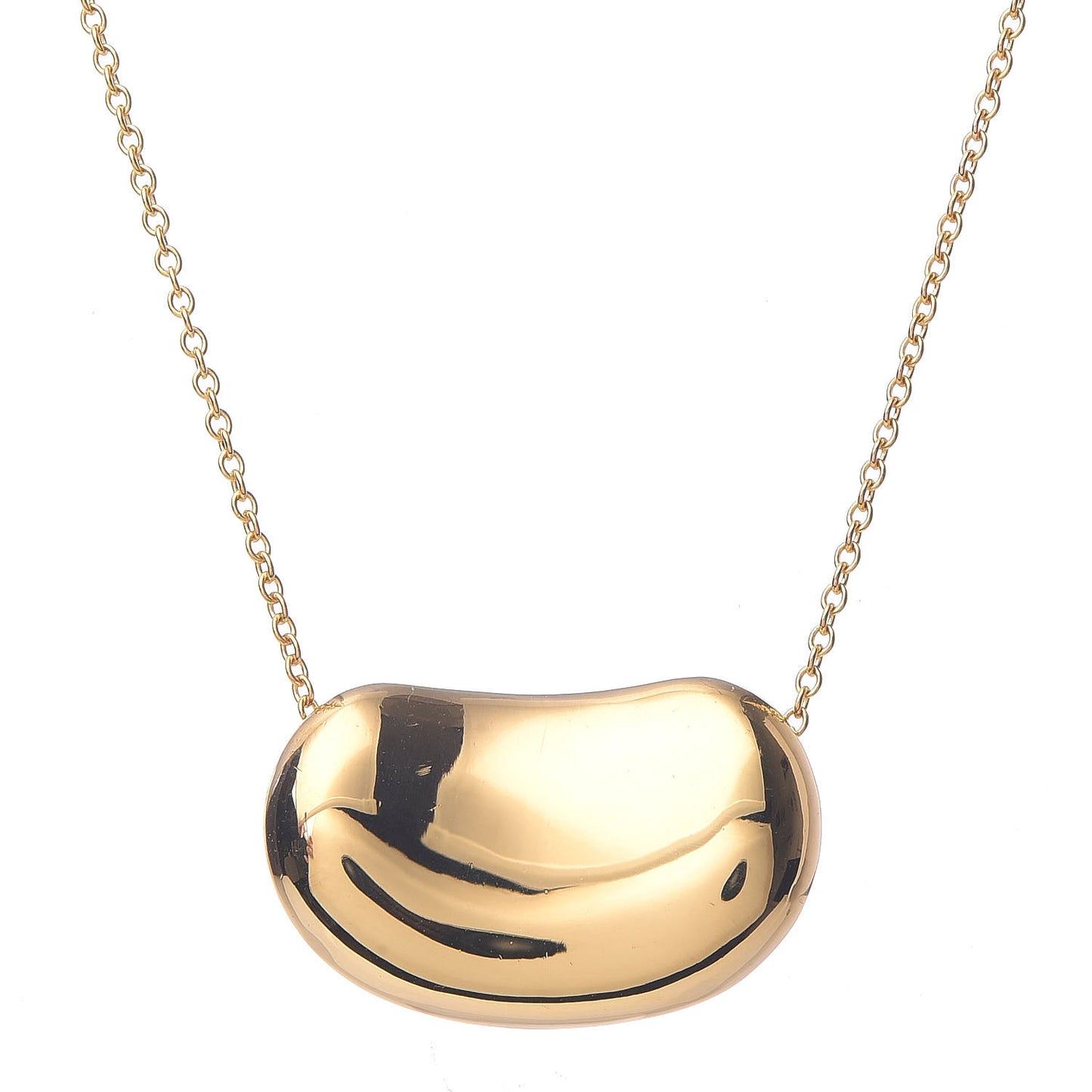 18K Yellow Gold 20mm Elsa Peretti Bean Pendant Necklace