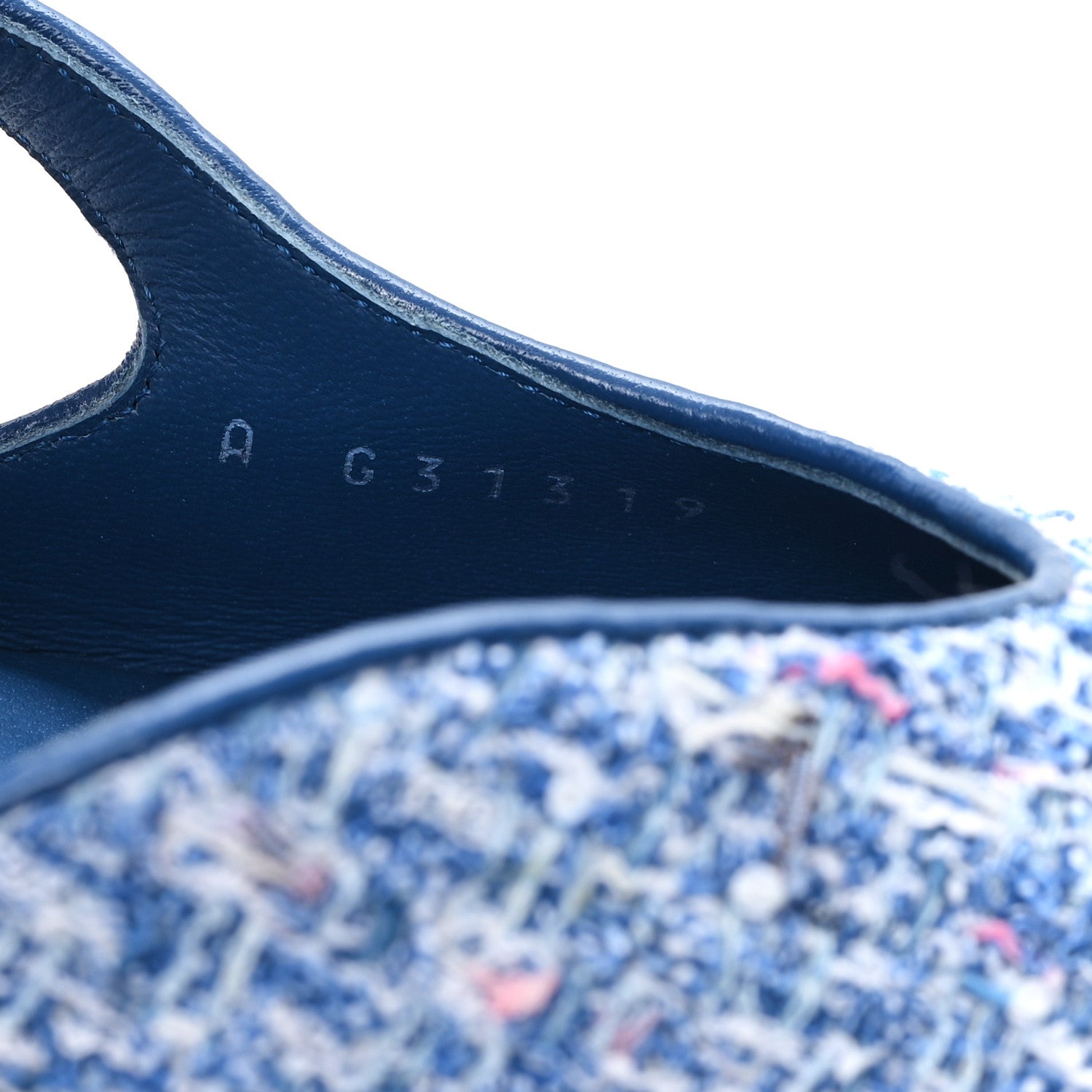 Chanel Tweed Grosgrain Cap Toe Slingback Flats 39 Blue White Black 9 of 9