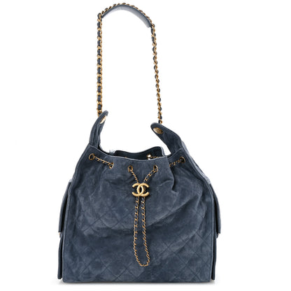 Chanel Suede Quilted Medium Chanel 25 Handbag Blue 1 of 14
