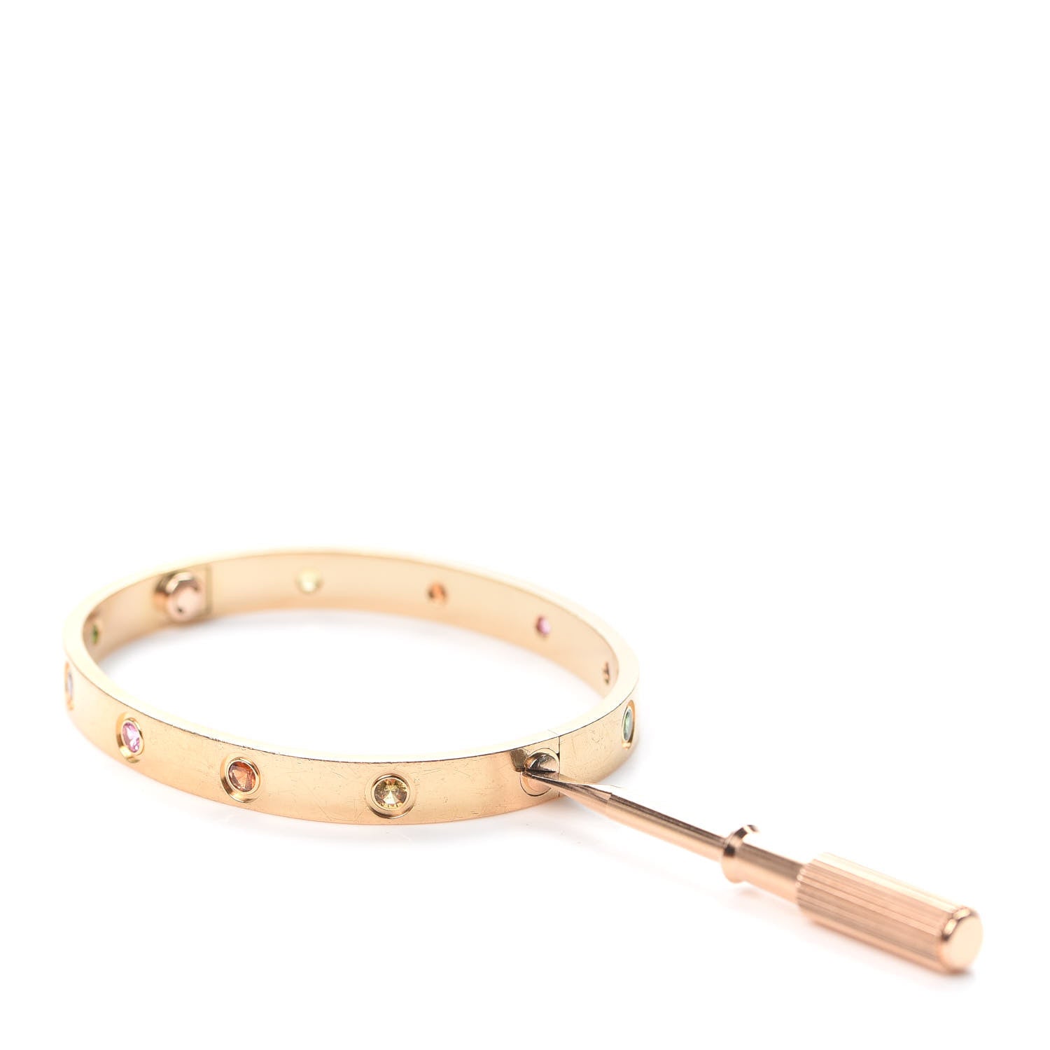 Cartier 18K Pink Gold Sapphire Garnet Amethyst LOVE Bracelet 16 4 of 8