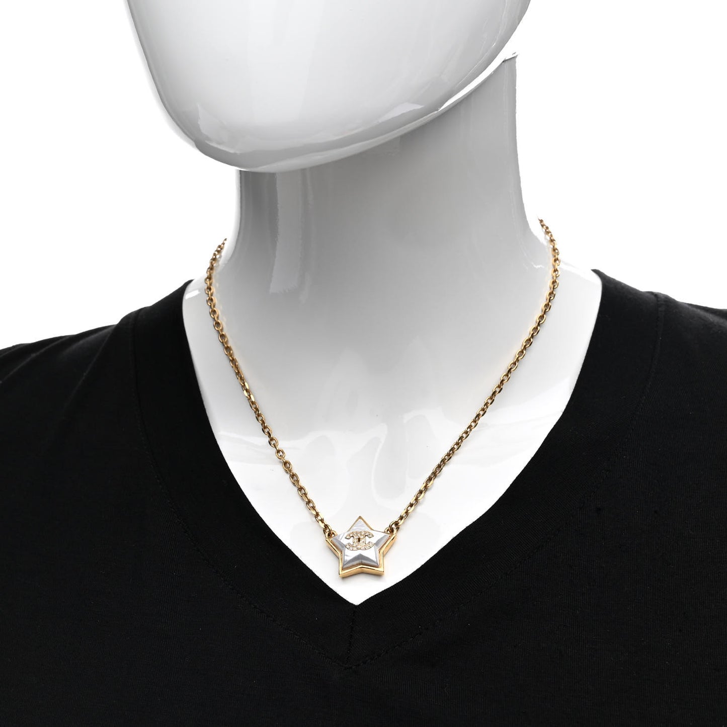 Pearl CC Star Necklace Gold