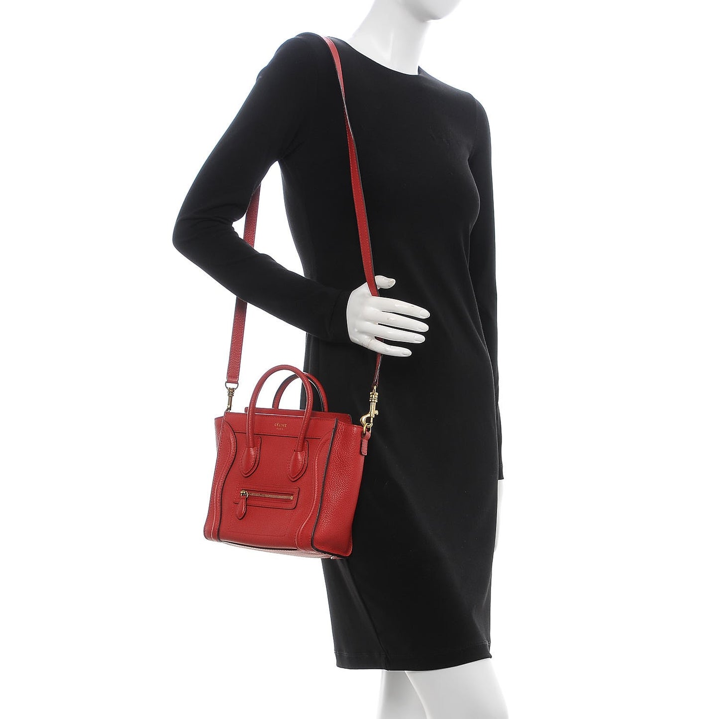 Baby Grained Calfskin Nano Luggage Coquelicot