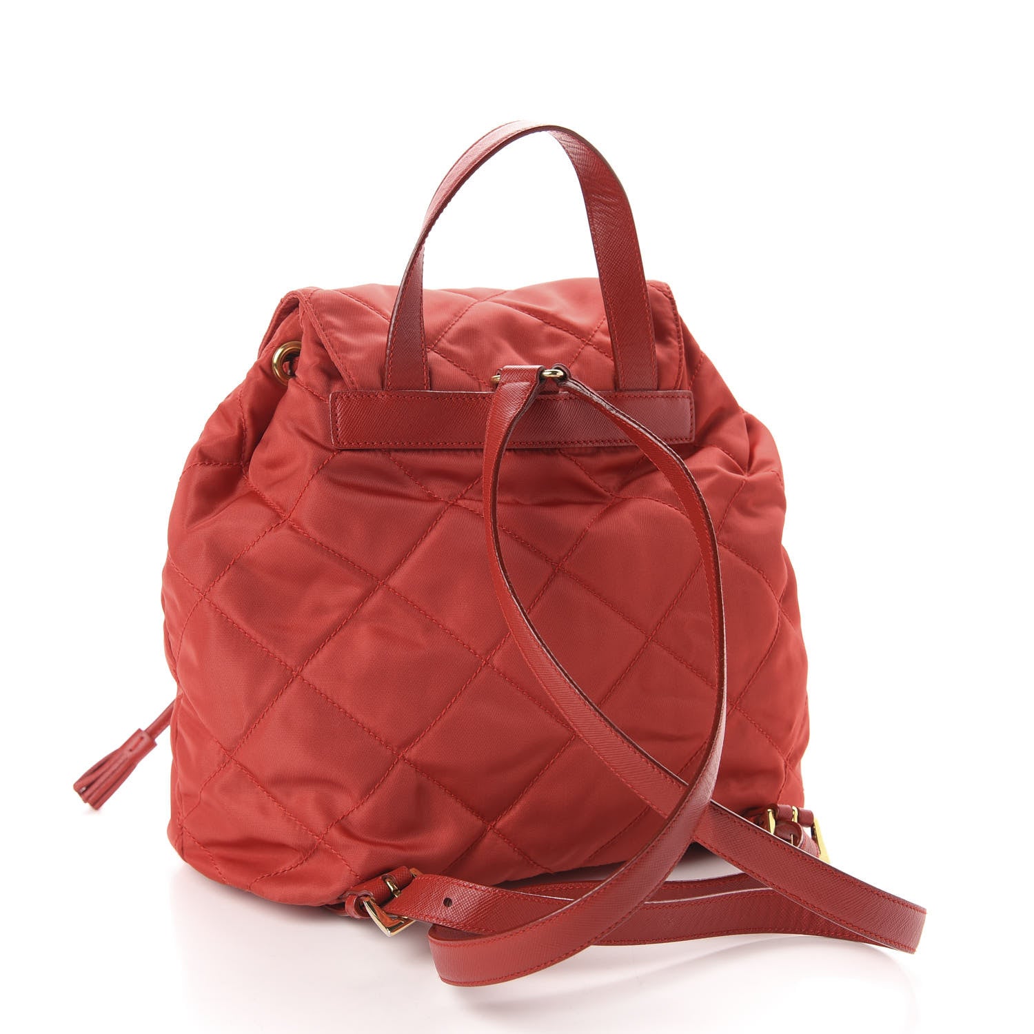 Prada Tessuto Nylon Vela Quilted Cinch Backpack Red 2 of 10