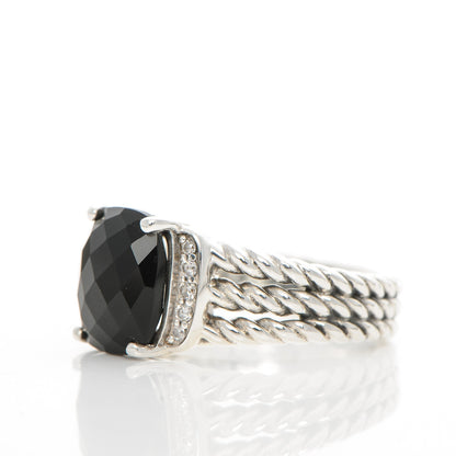 David Yurman Sterling Silver Diamond Black Onyx 10mm Petite Wheaton Ring 54 6.75 3 of 6