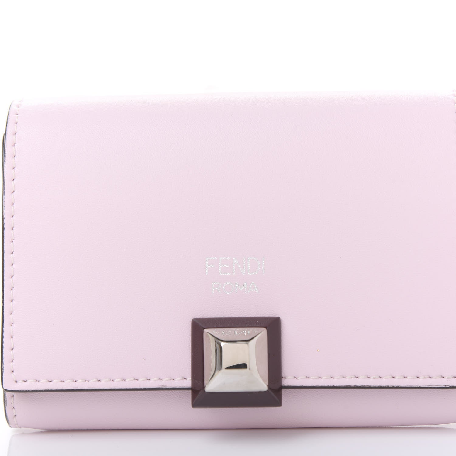 Fendi Vitello Liberty Studded Fold Over Card Holder Peonia 9 of 10