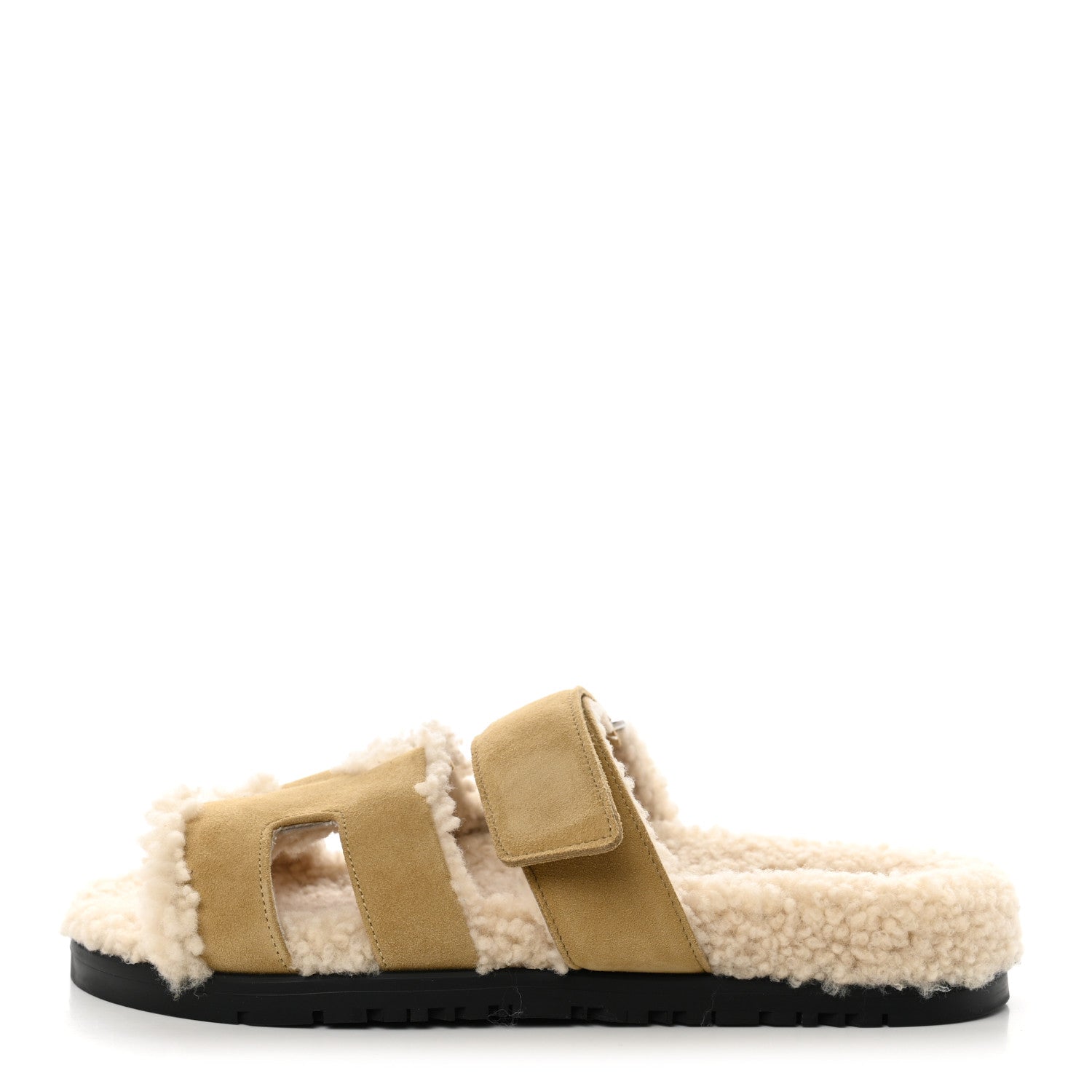Hermes Suede Goatskin Woolskin Womens Chypre Sandals 36 Beige Albatre Ecru 1 of 10