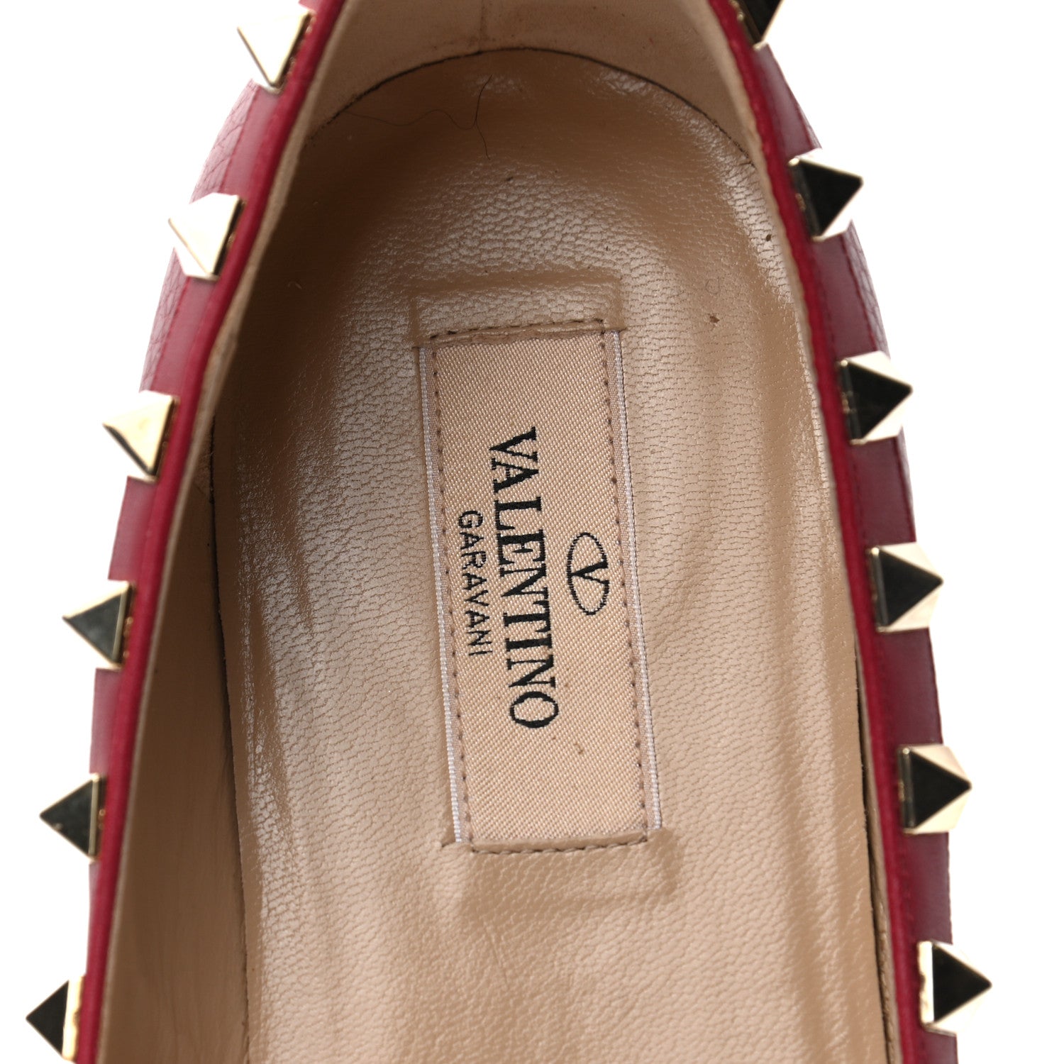 Valentino Garavani Pebbled Calfskin Rockstud Ballerina Flats 38 Scarlet 7 of 10