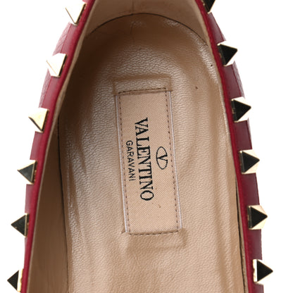 Valentino Garavani Pebbled Calfskin Rockstud Ballerina Flats 38 Scarlet 7 of 10