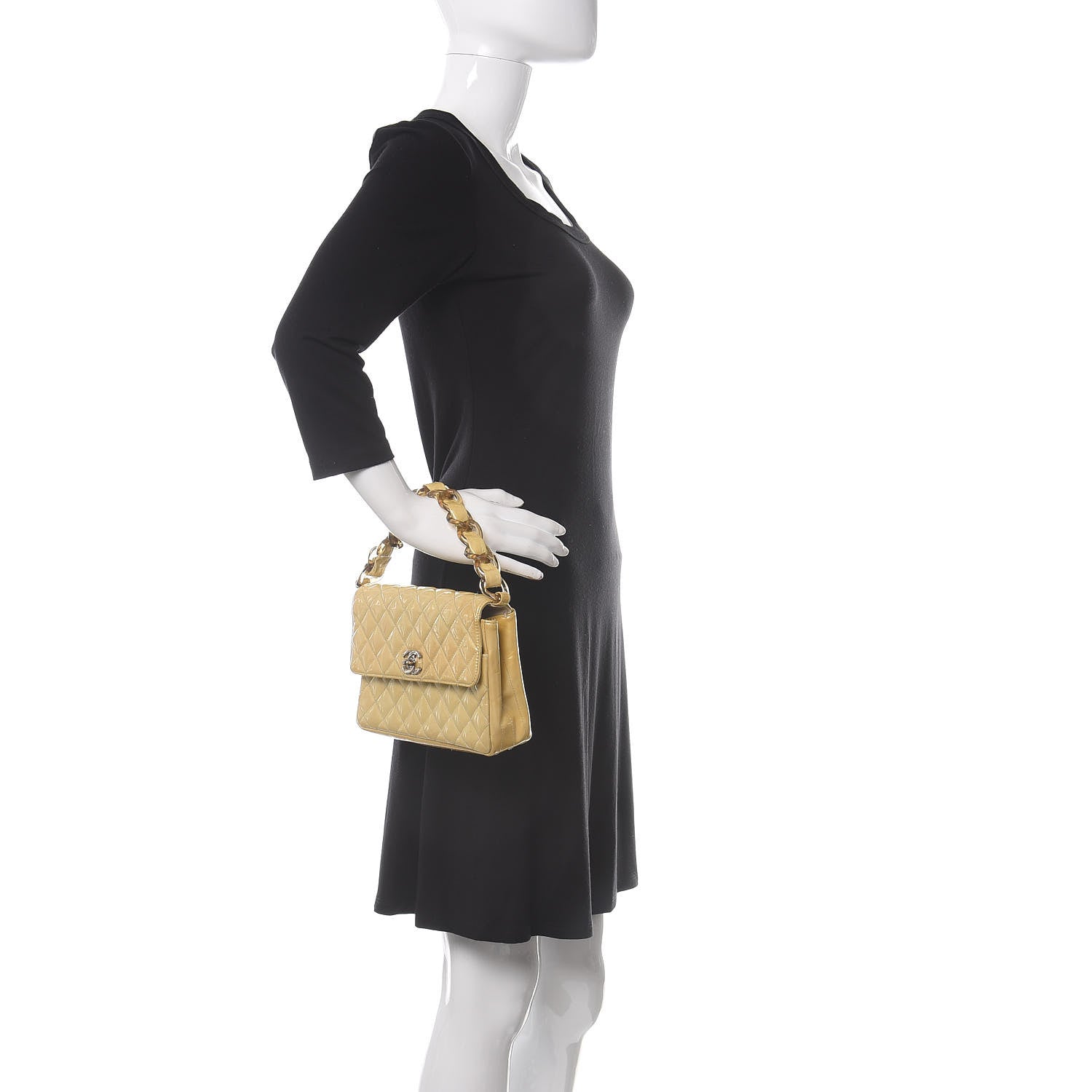 Chanel Patent Quilted Small Flap Beige 2 of 18