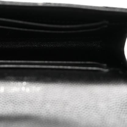Saint Laurent Grain De Poudre Matelasse Chevron Small Monogram Envelope Wallet Black 5 of 8
