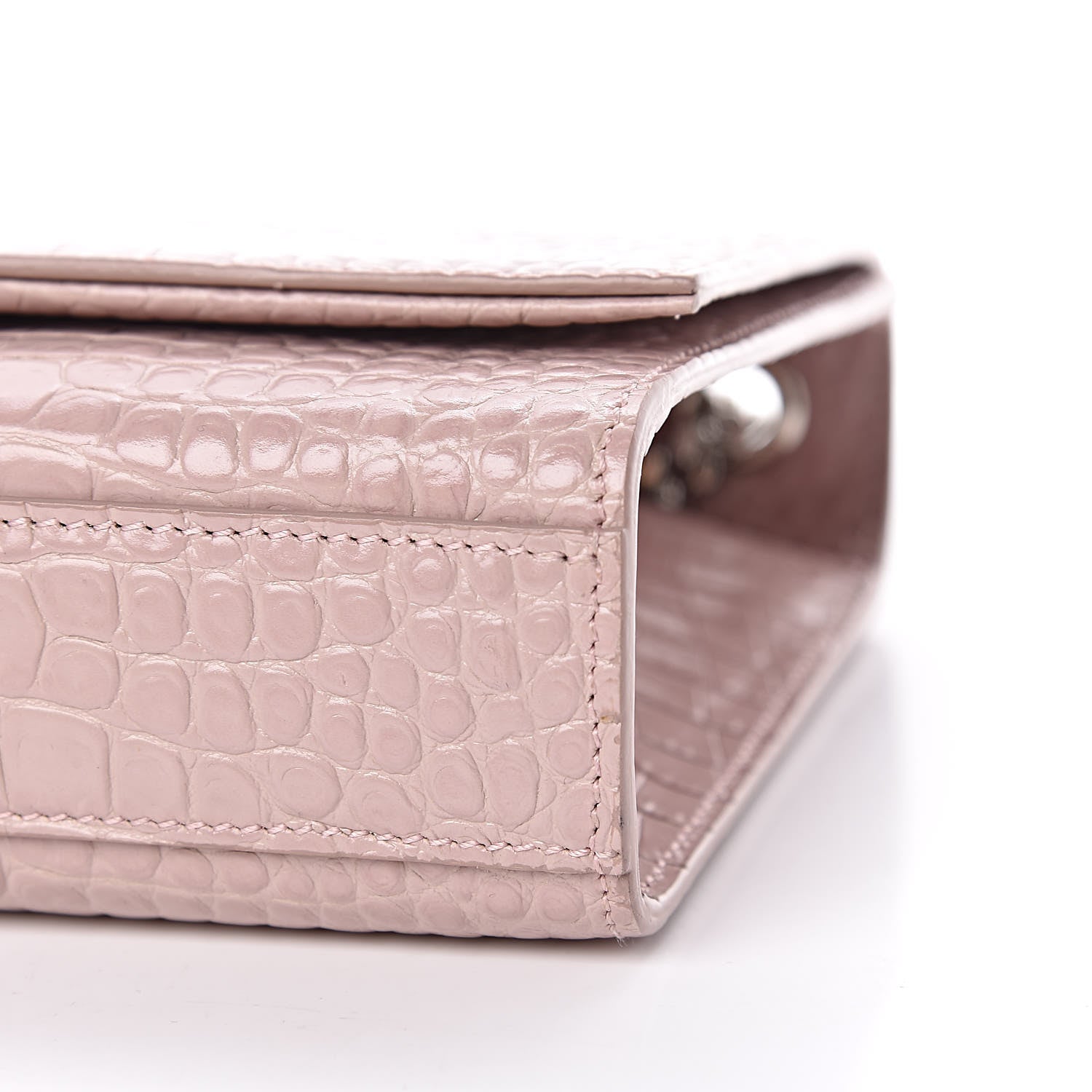 Saint Laurent Calfskin Crocodile Embossed Medium Classic Monogram Kate Tassel Satchel Powder Pink 11 of 11