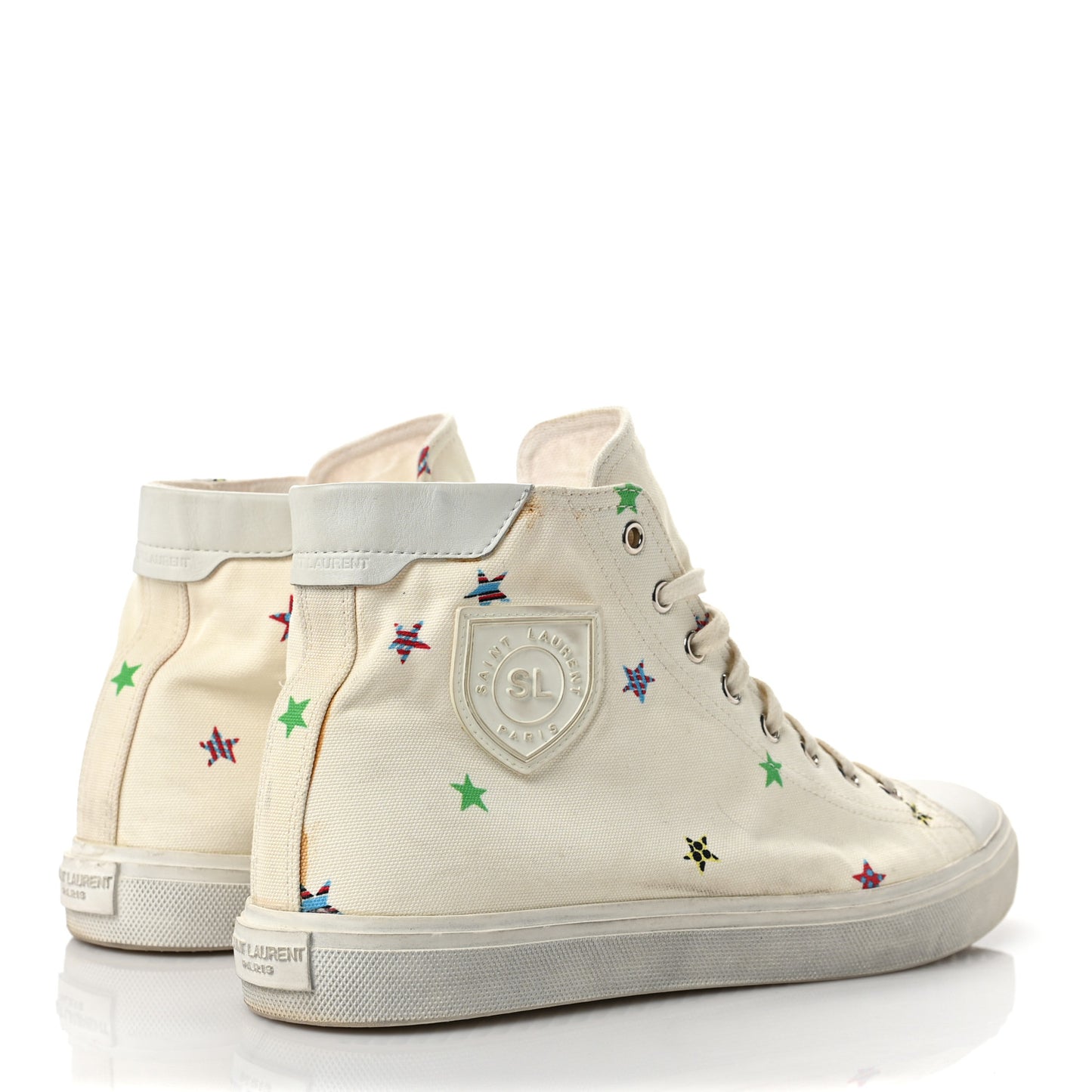 Canvas Fun-Star Print Bedford Hightop Sneakers 41 Cream
