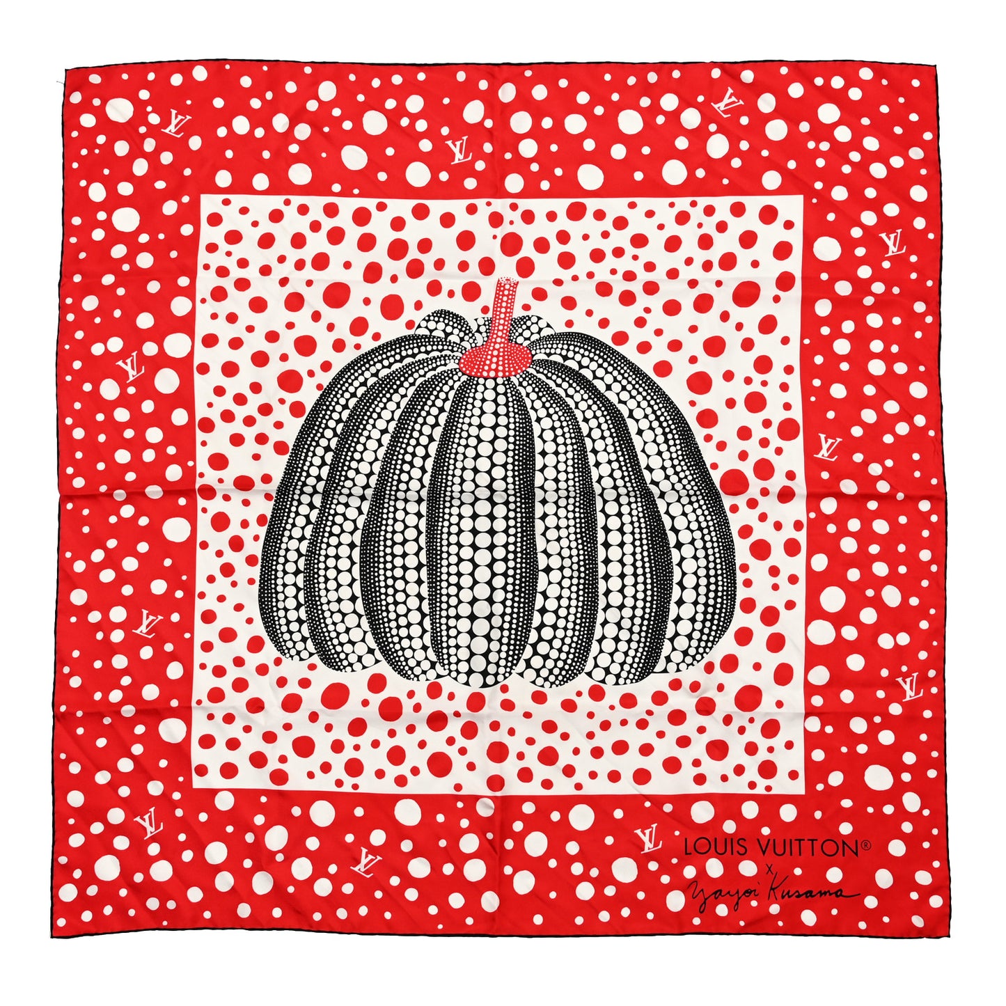 LV x YK Kusama Infinity Dots Scarf Red White