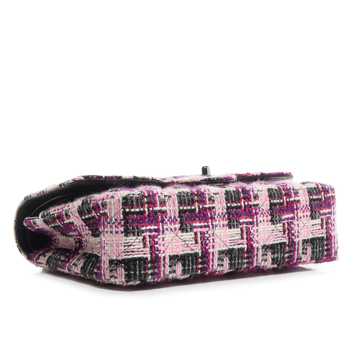 Tweed Medium Double Flap Pink Black