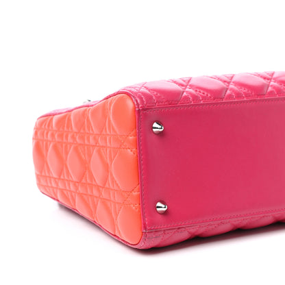 Christian Dior Lambskin Cannage Medium Tri-Color Lady Dior Fuchsia Orange 9 of 10