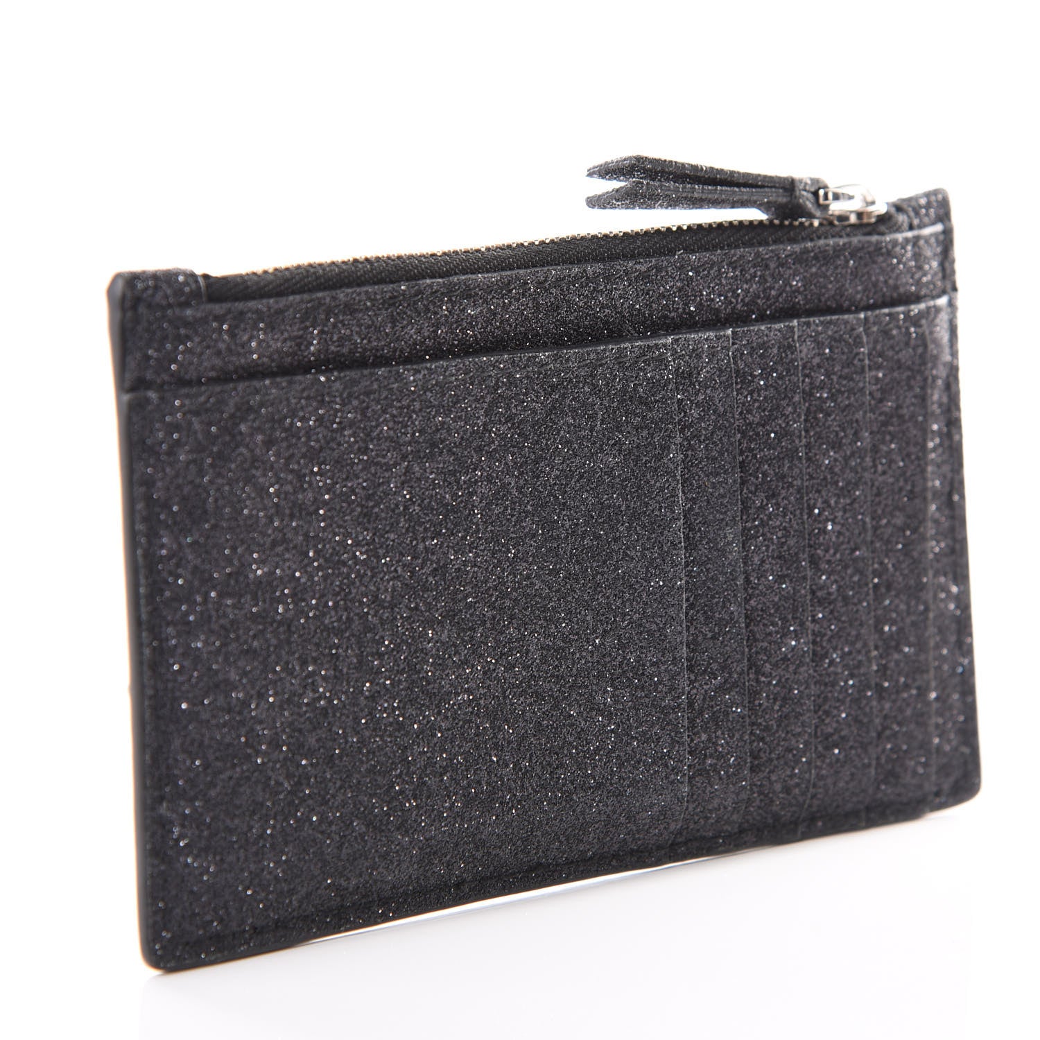 Balenciaga Glitter Sparkled Calfskin Logo Long Card Holder Black 3 of 6