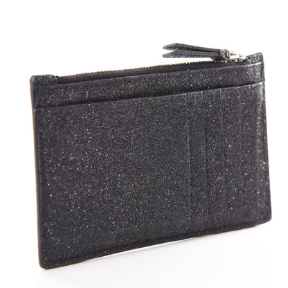 Balenciaga Glitter Sparkled Calfskin Logo Long Card Holder Black 3 of 6