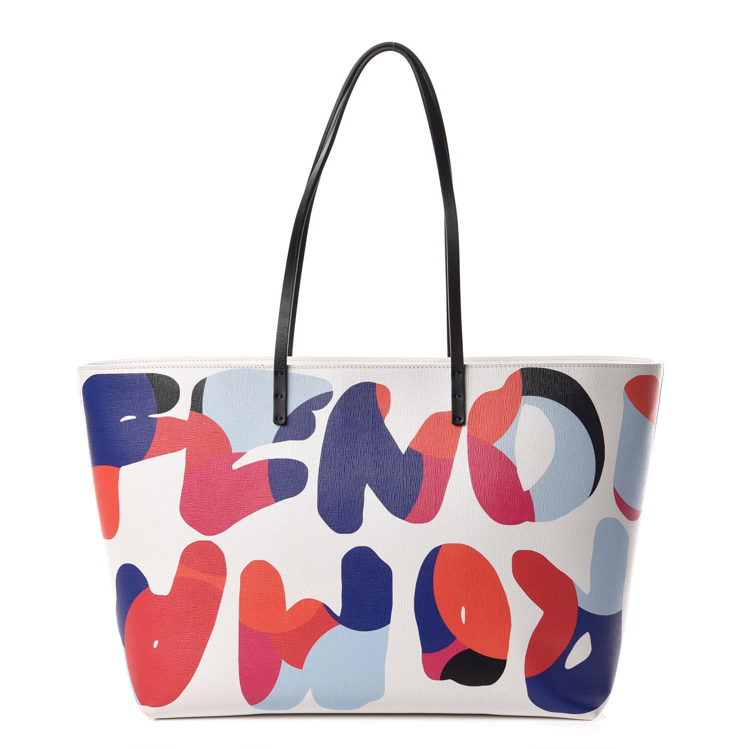 Fendi Vitello Elite Roma Print Signature Roll Tote White Multicolor 1 of 13