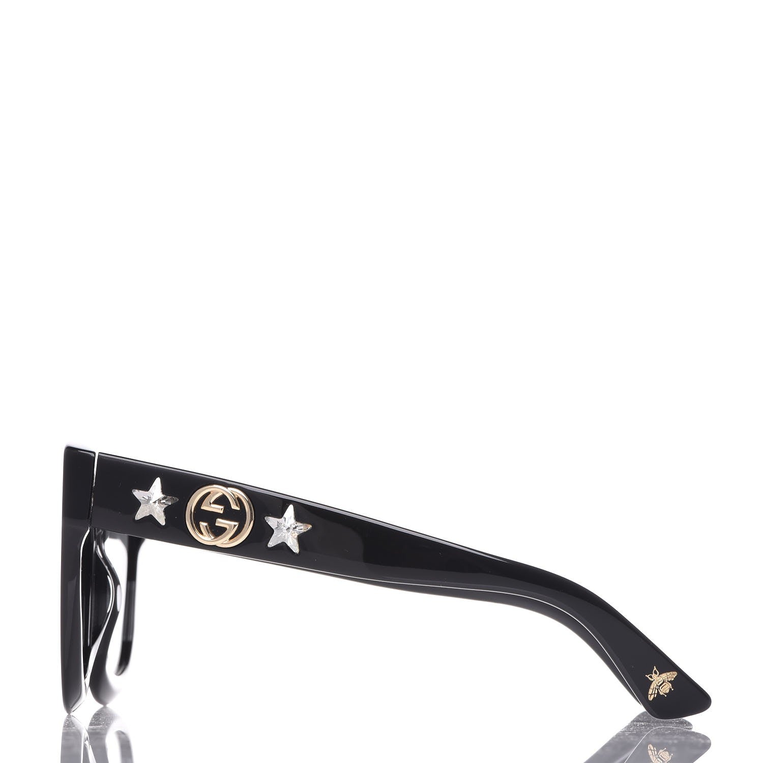 Gucci Round Frame Star Sunglasses GG0208S Black 3 of 9